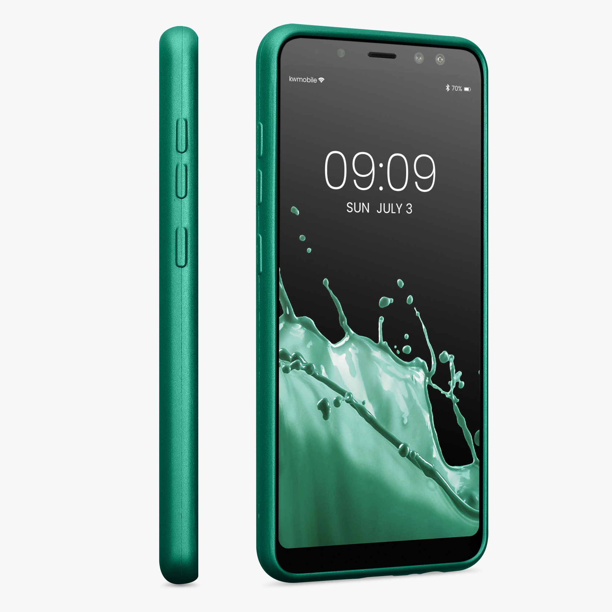 Metalický kryt na mobil Samsung Galaxy A8 (2018) kwmobile metalicky tmavě zelený