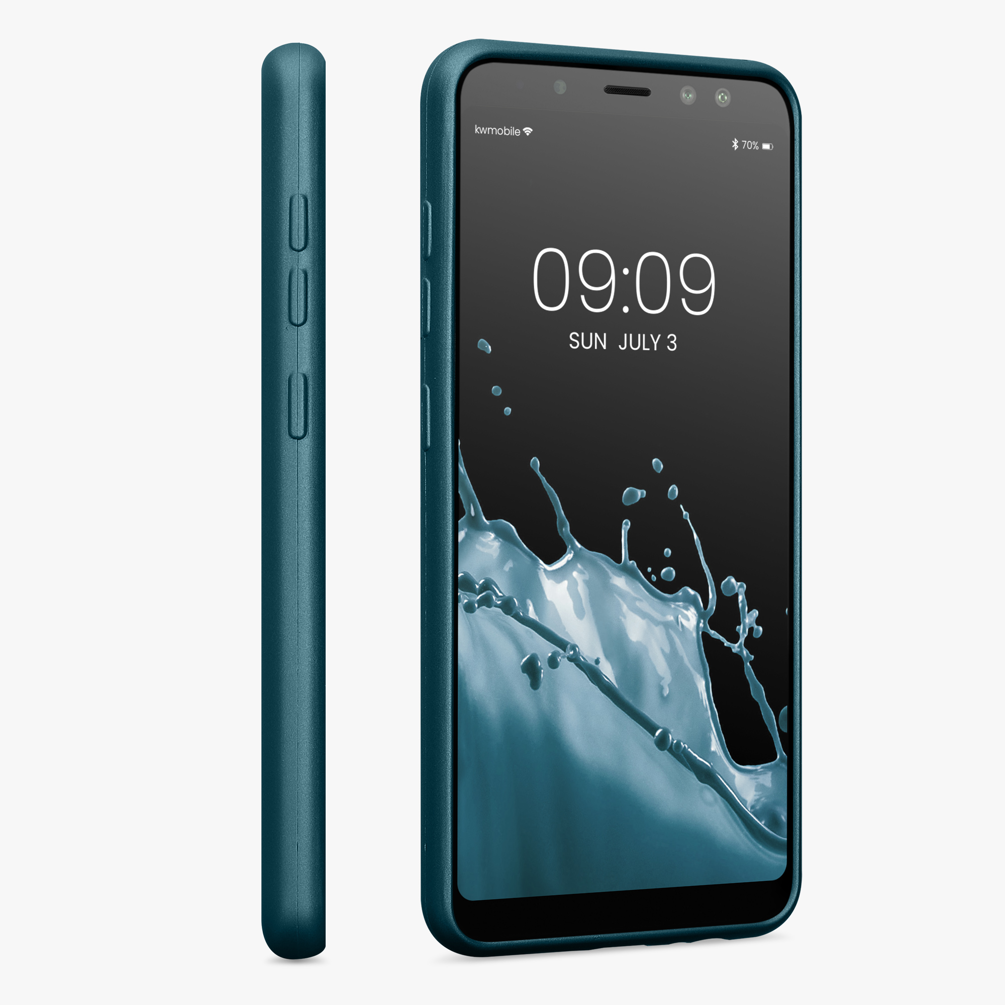 Metalický kryt na mobil Samsung Galaxy A8 (2018) kwmobile metalicky karibsky modrý