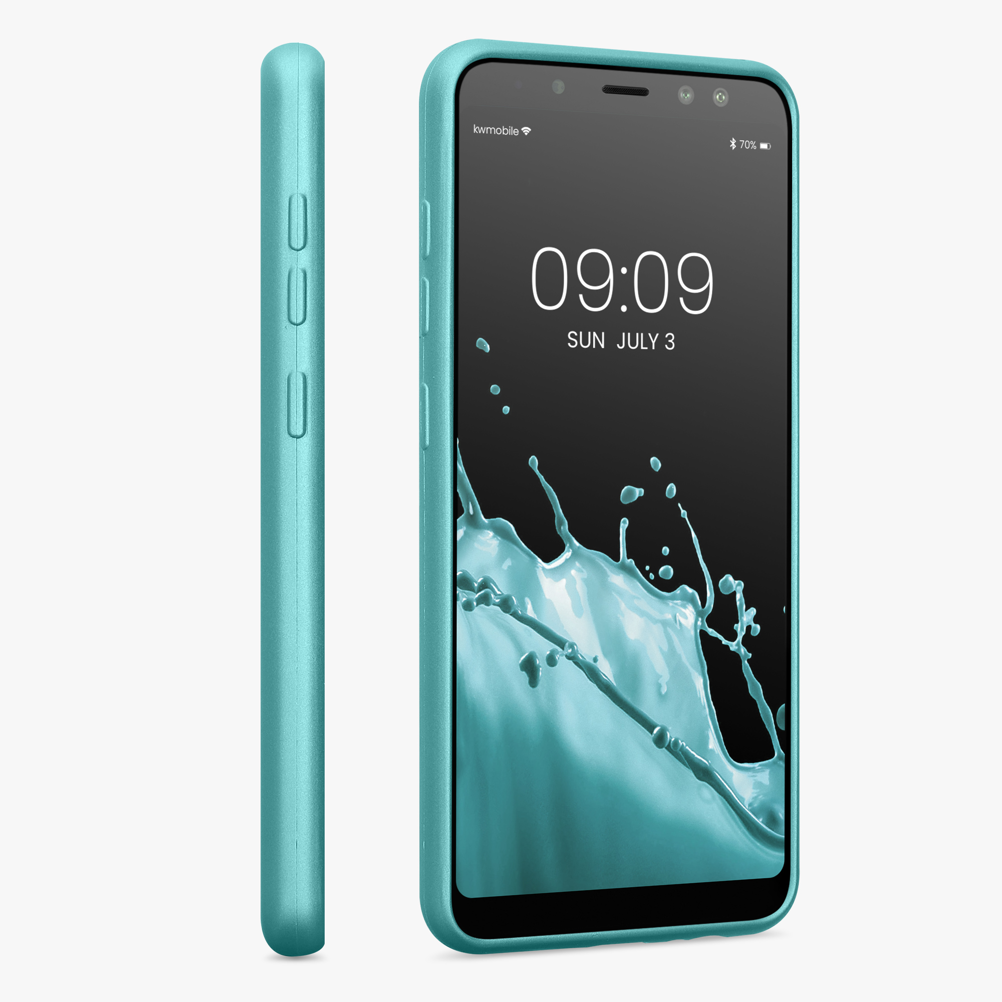 Metalický kryt na mobil Samsung Galaxy A8 (2018) kwmobile Metallic Mint Green