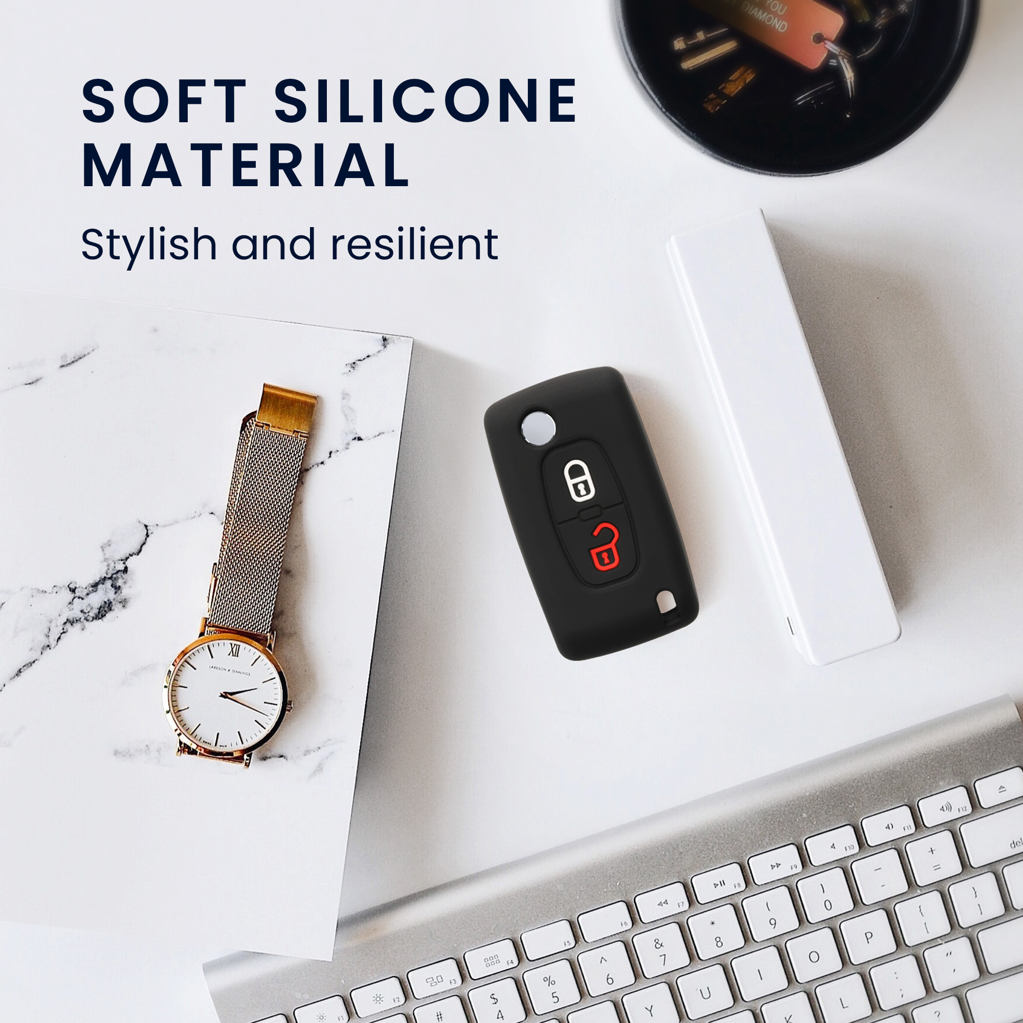 Pouzdro na klíč od auta Peugeot Citroen 2 Button Car Flip kwmobile - modrá / červená / bílá