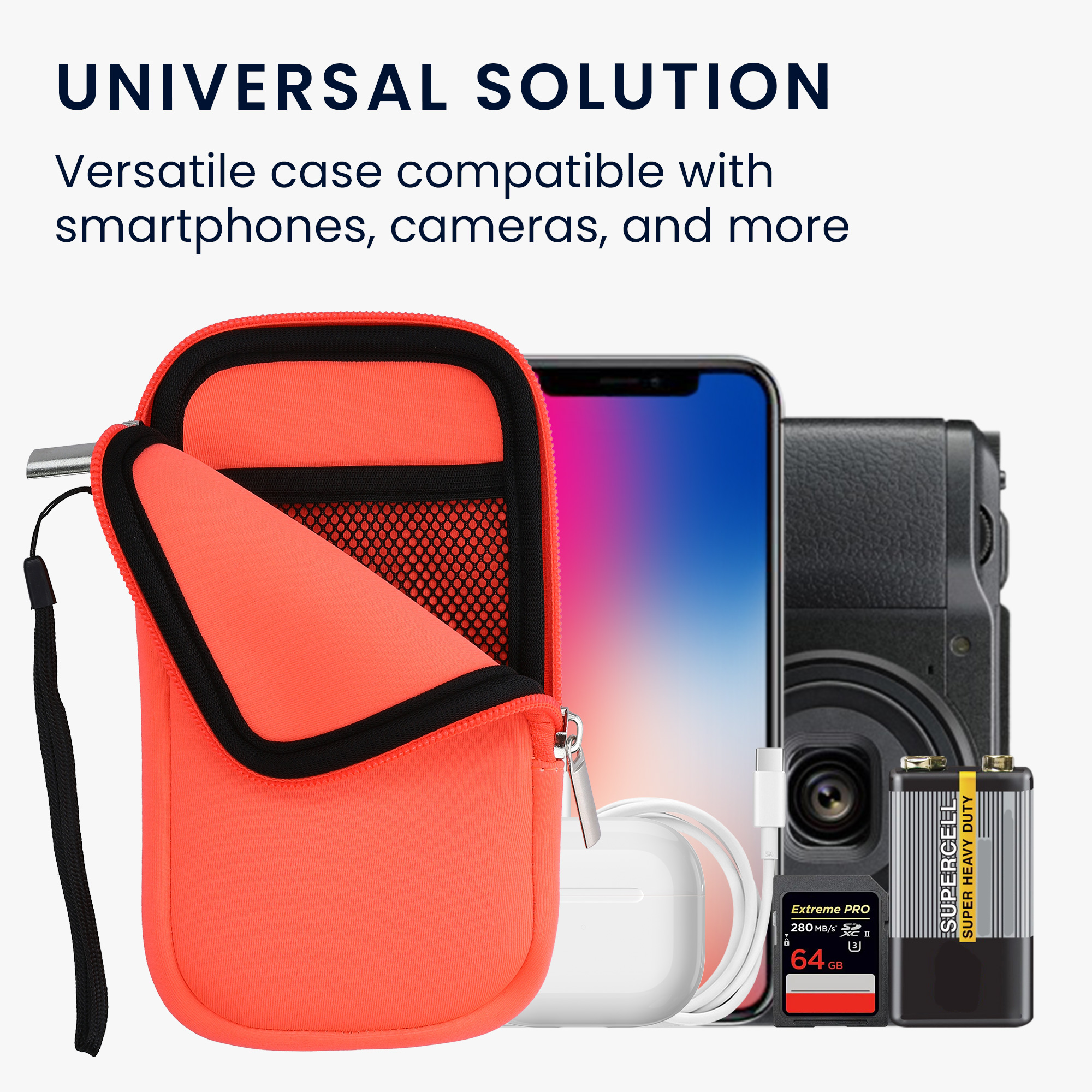 kwmobile univerzální pouzdro na mobil L 6.5", neopren, Neon korálová