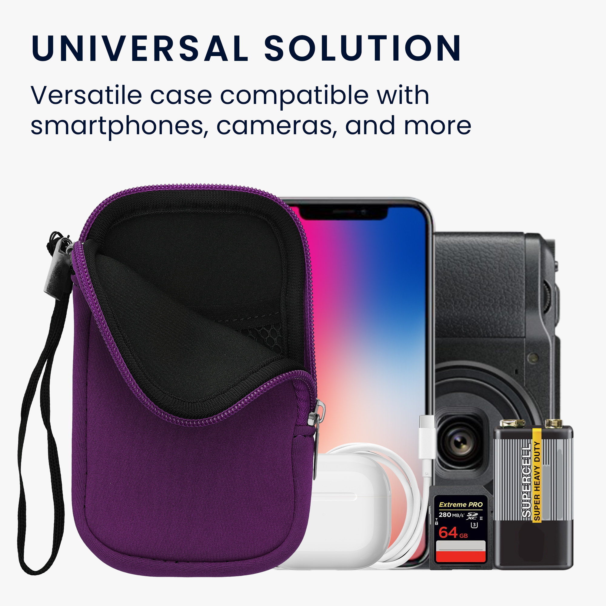 kwmobile univerzální pouzdro na mobil L 6.5", neopren, fialová