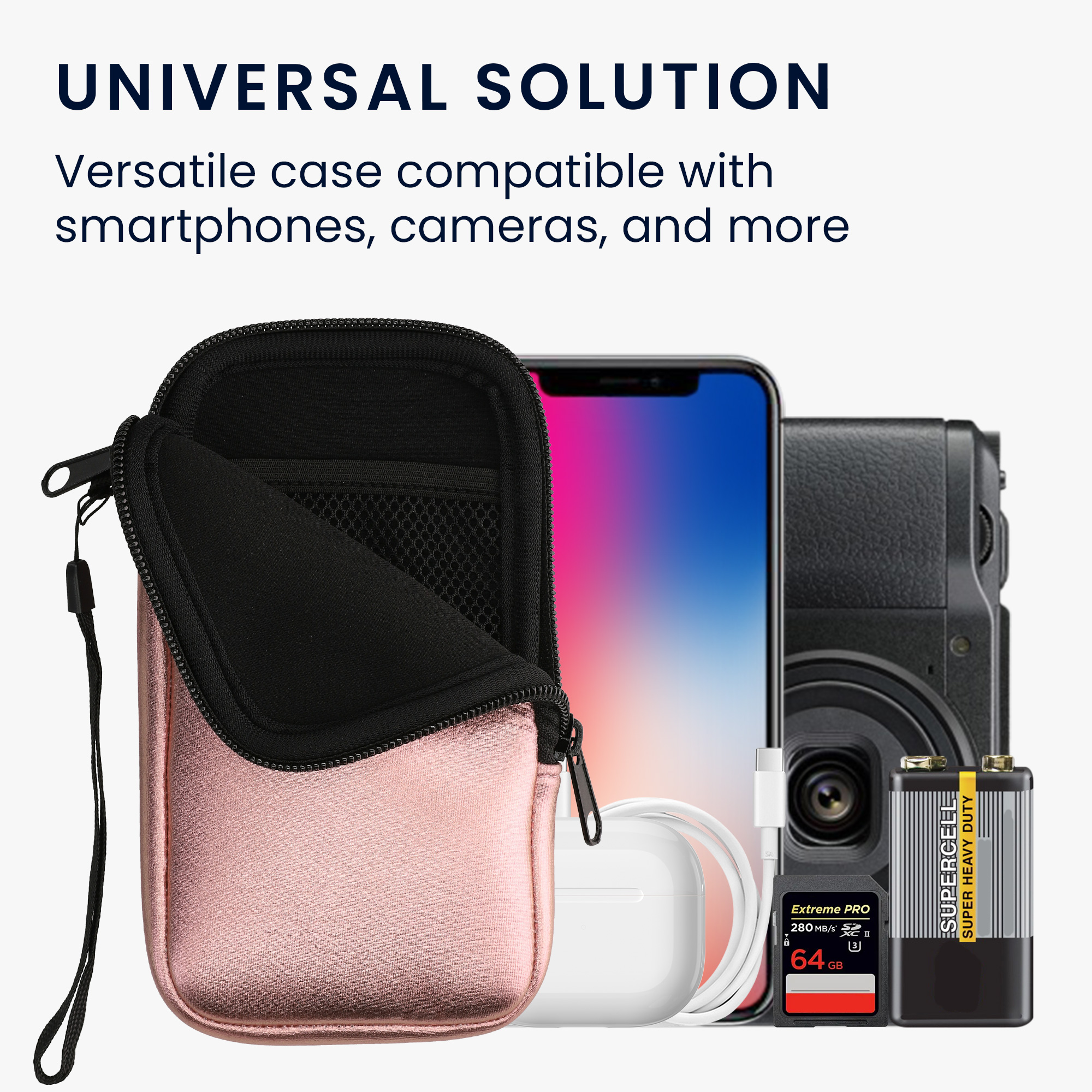 kwmobile univerzální pouzdro na mobil L 6.5", neopren, metalická růžově zlatá