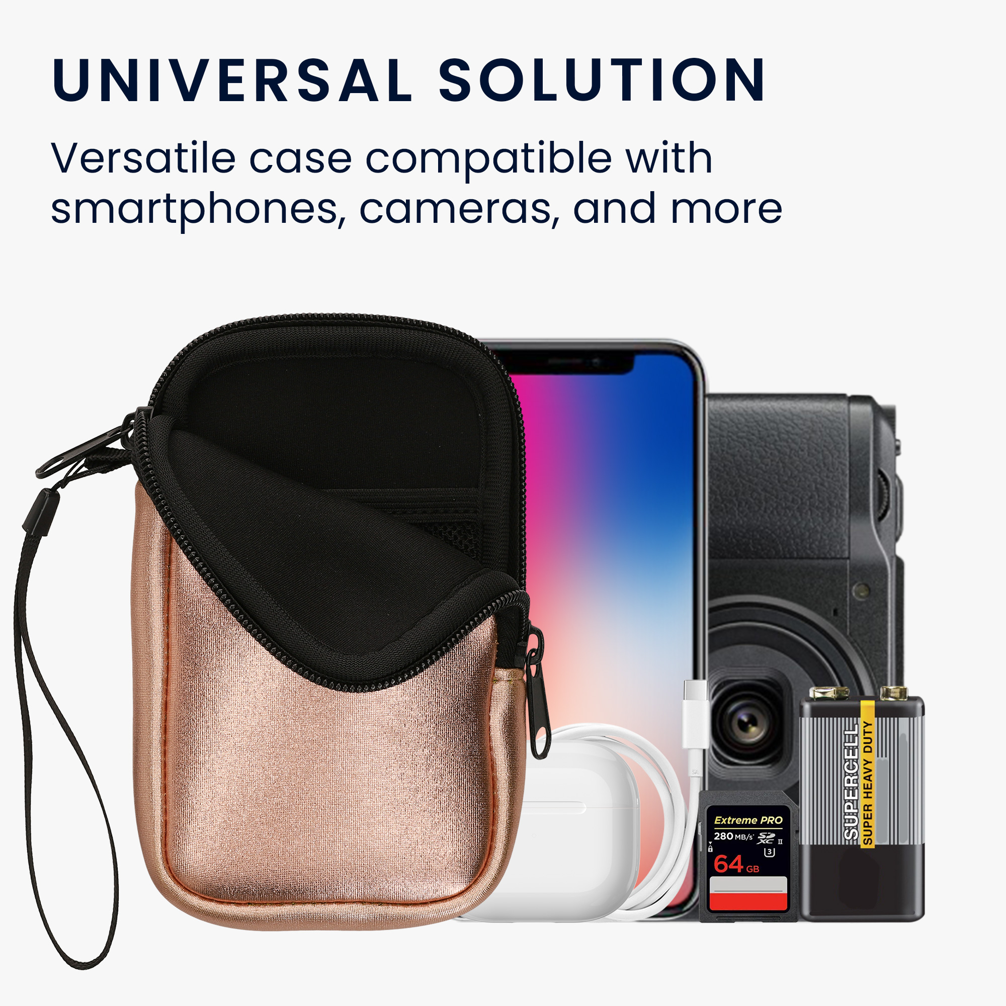 Univerzální pouzdro na mobil kwmobile pro Universal Phone Pouch Size M, sleeve in metallic rose gold