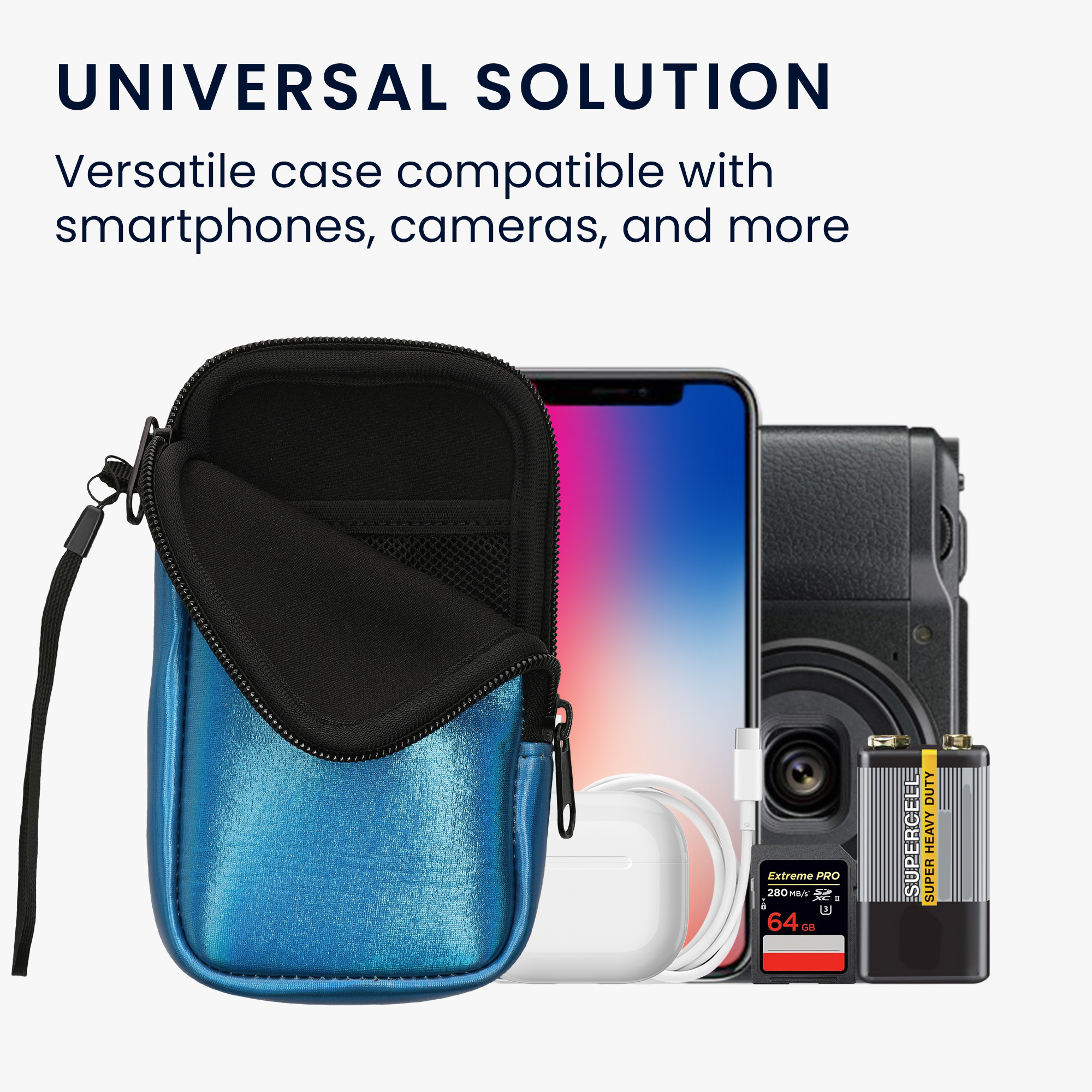 Univerzální pouzdro na mobil kwmobile pro Universal Phone Pouch Size M, sleeve in metallic caribbean blue