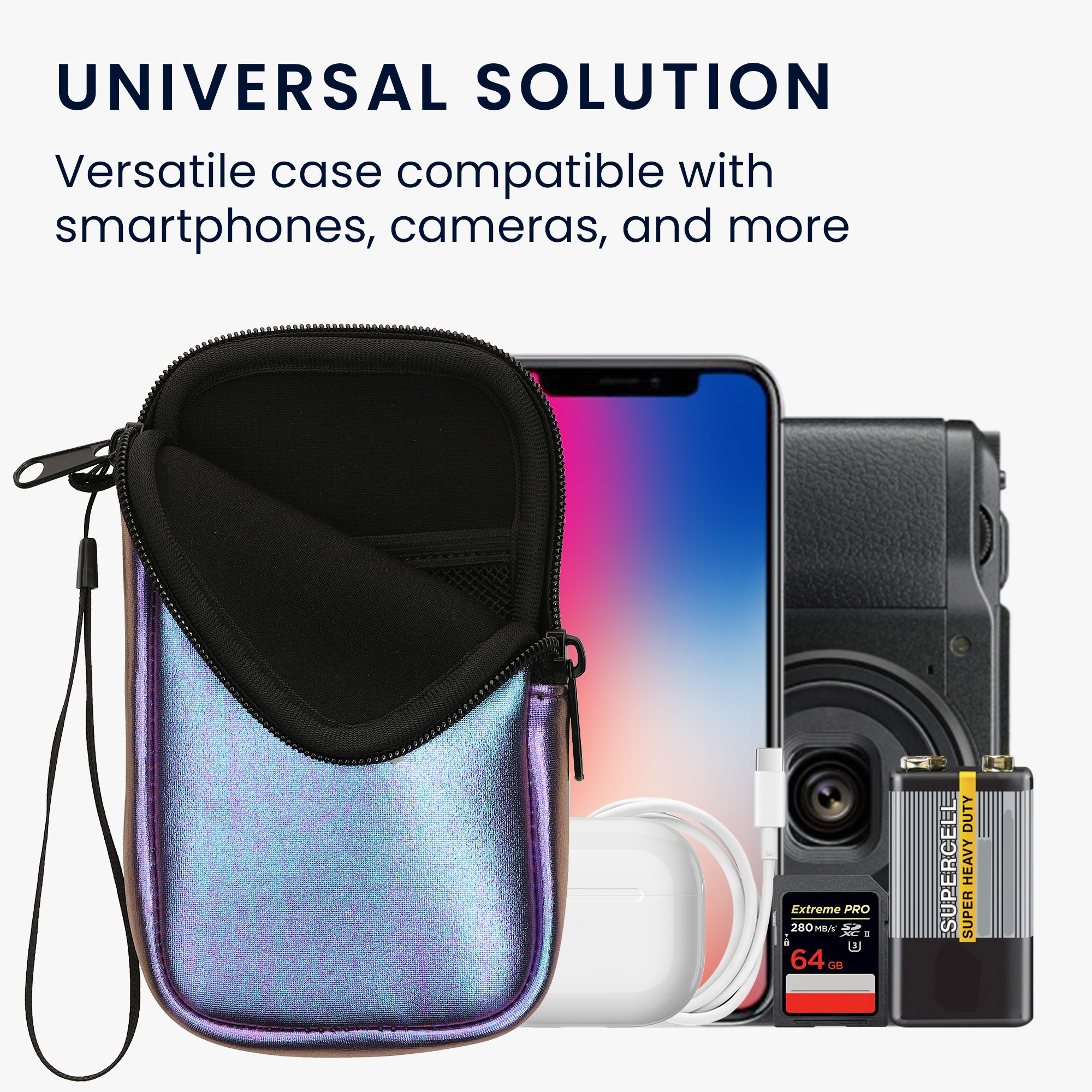 kwmobile univerzální pouzdro na mobil L 6.5", neopren, Metallic levandulová