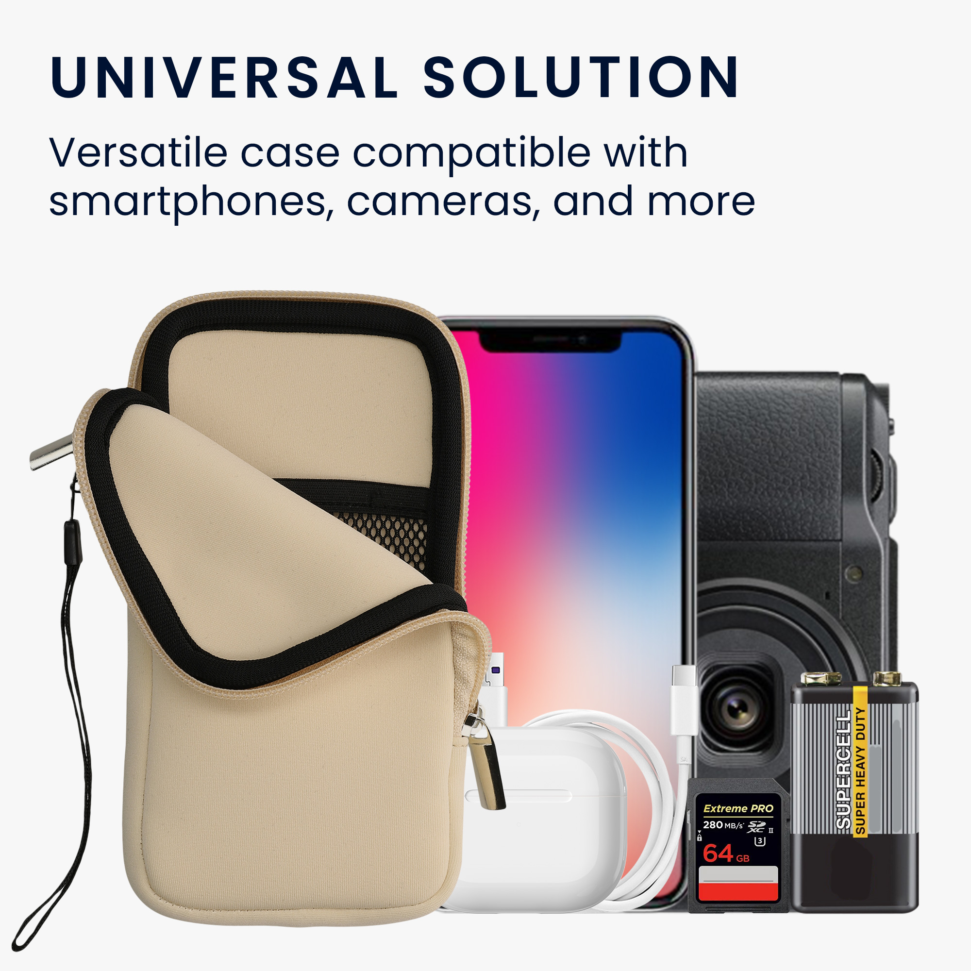 Univerzální pouzdro na mobil kwmobile - XL - 17,7 x 8,5 cm (6.7/6.8") - krémová