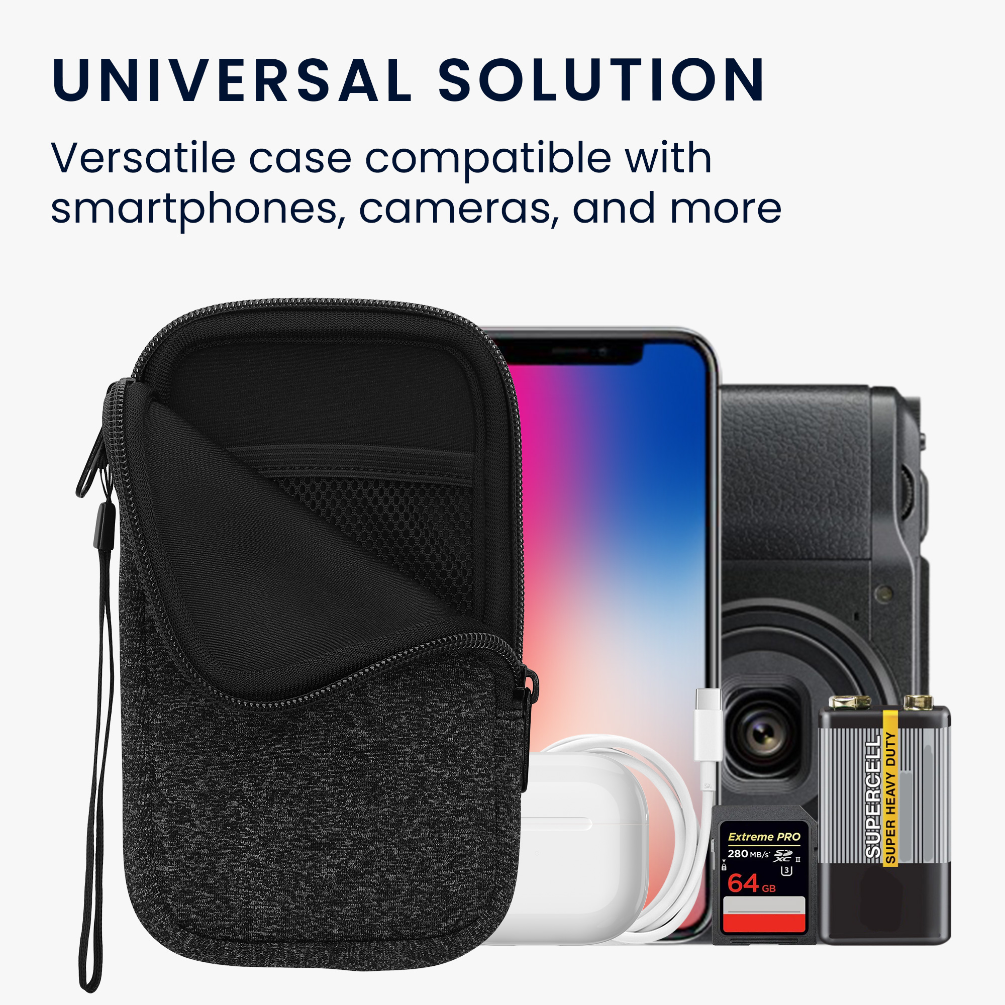 kwmobile univerzální pouzdro na mobil L 6.5", neopren, antracitová / bílá