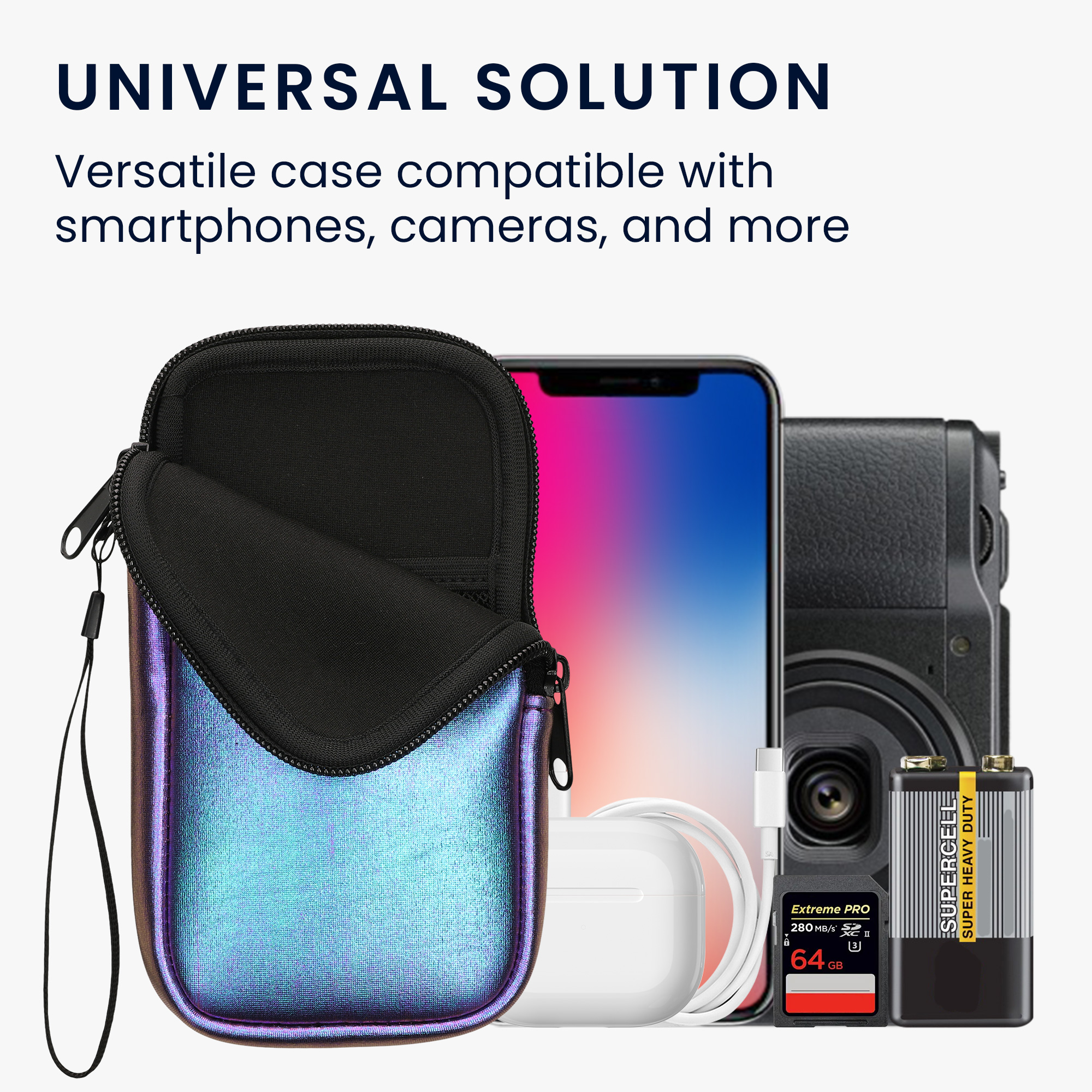 Univerzální pouzdro kwmobile na mobil XL 6,7/6,8" (17,7 x 8,5 cm) - metalická levandulová