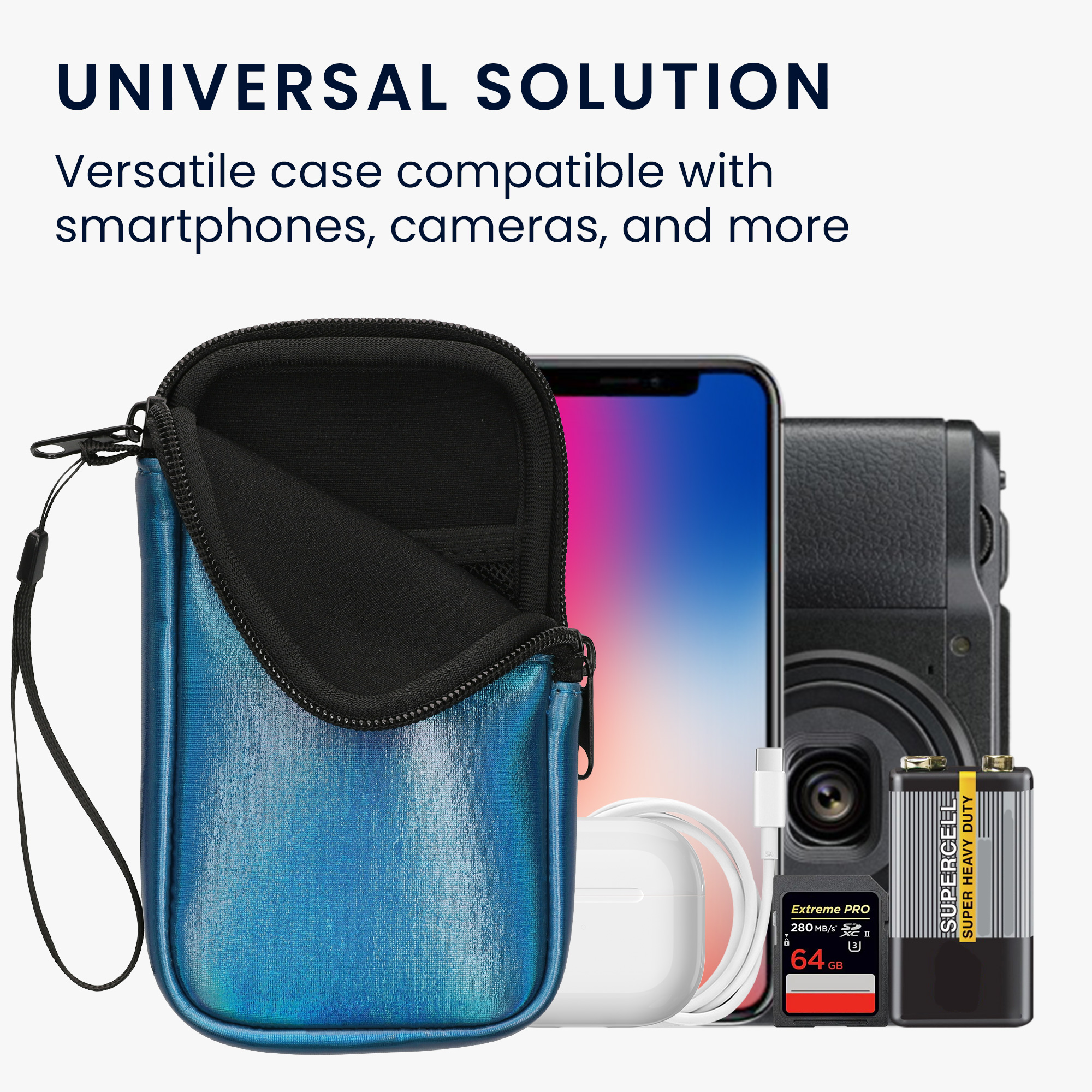 kwmobile univerzální pouzdro na mobil L 6.5", neopren, metalická karibská modrá
