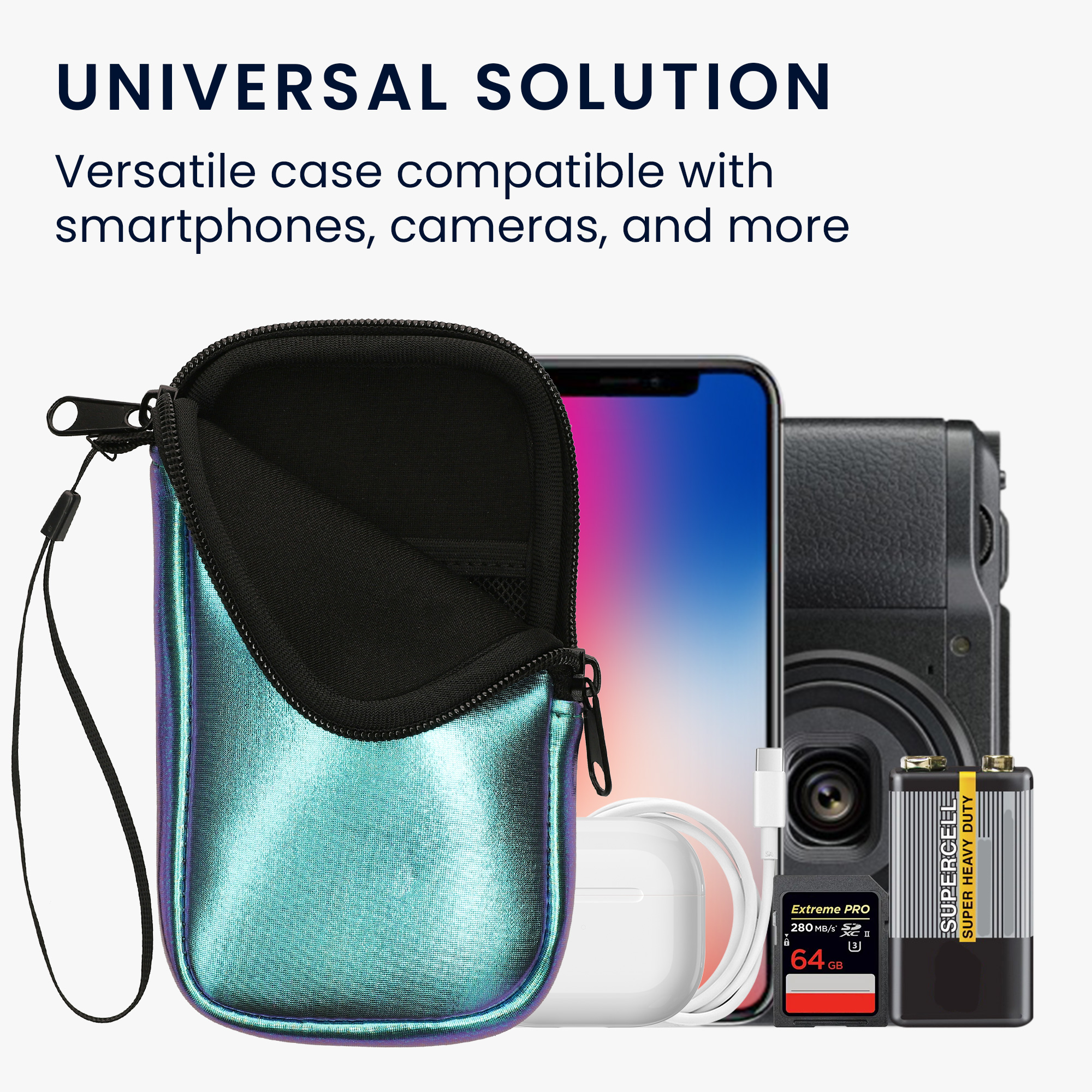 kwmobile univerzální pouzdro na mobil L 6.5", neopren, metalická teal