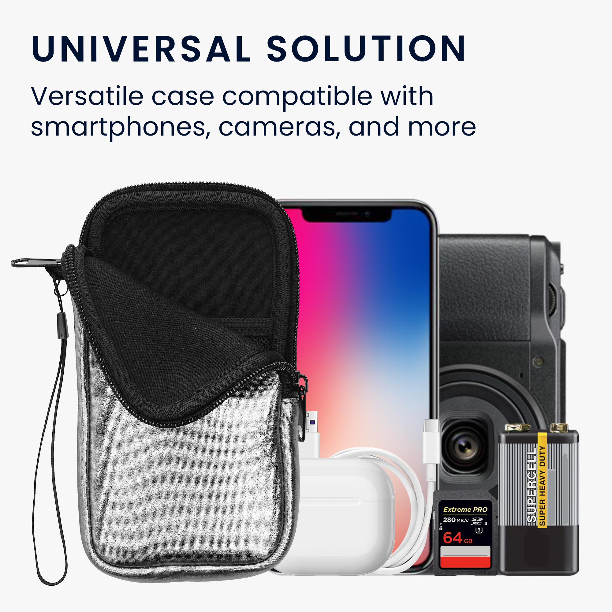 Univerzální pouzdro kwmobile na mobil XL 6,7/6,8" (17,7 x 8,5 cm) - metalická šedá