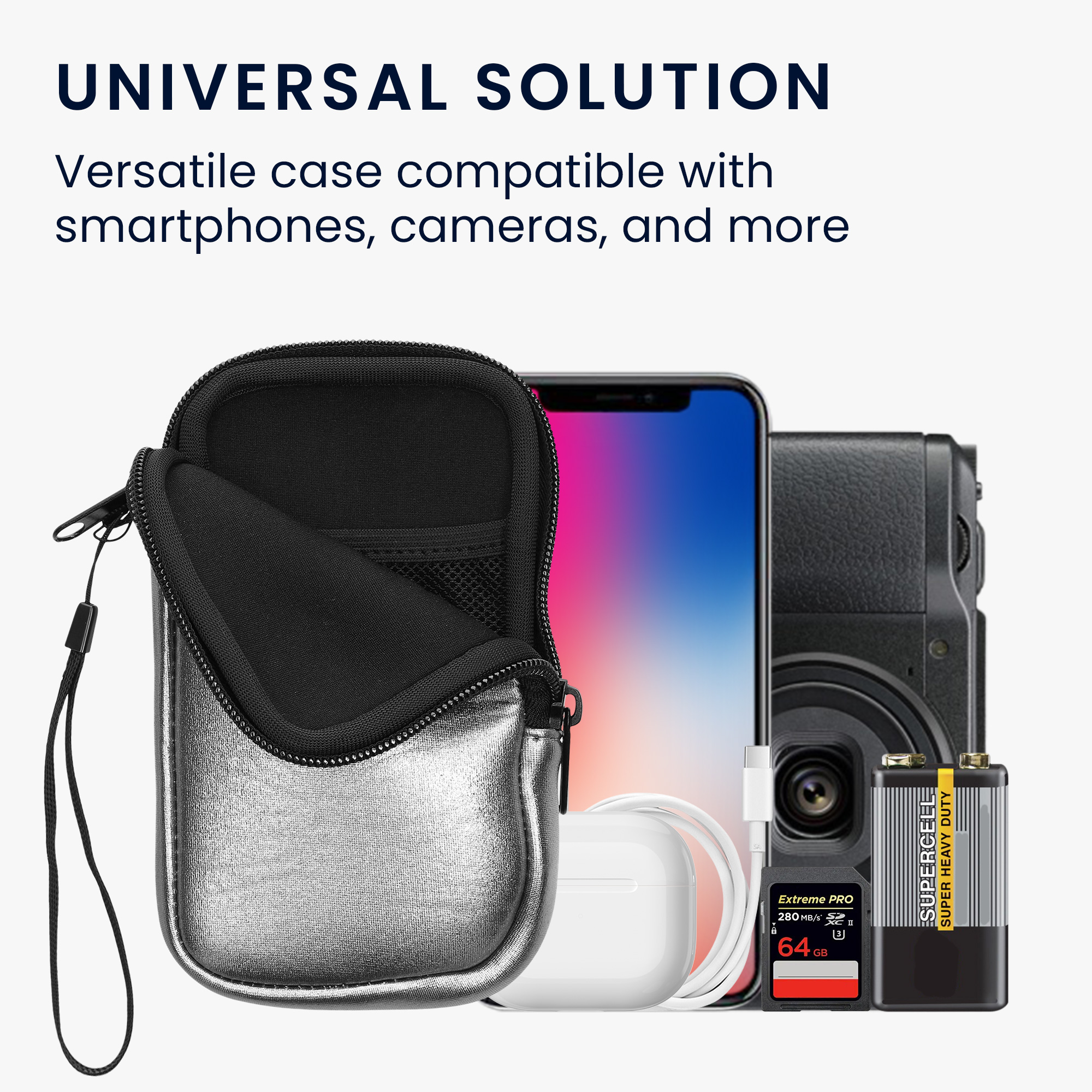 Univerzální pouzdro na mobil kwmobile pro Universal Phone Pouch Size M, sleeve in metallic grey