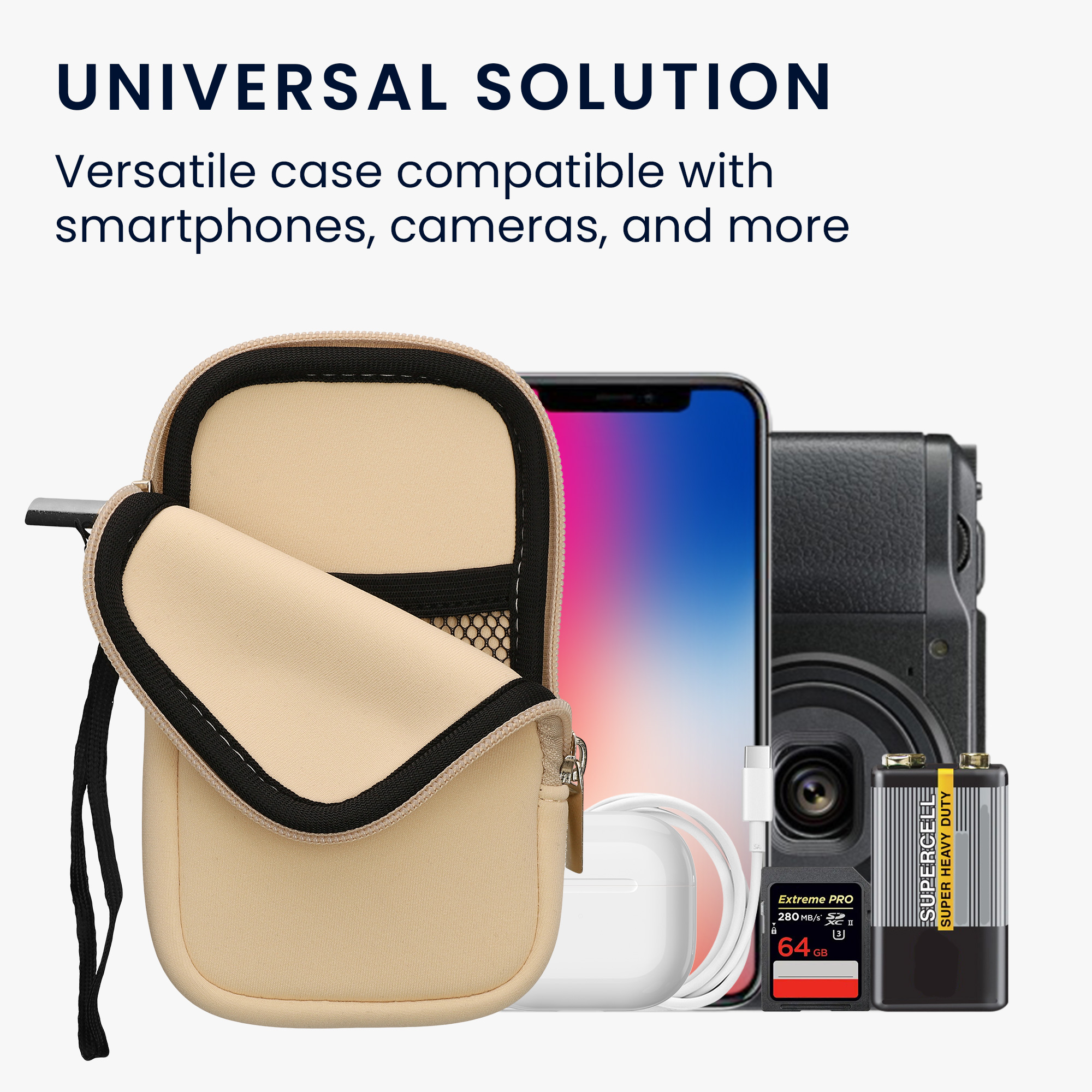 Univerzální pouzdro na mobil kwmobile pro Universal Phone Pouch Size M, sleeve in cream