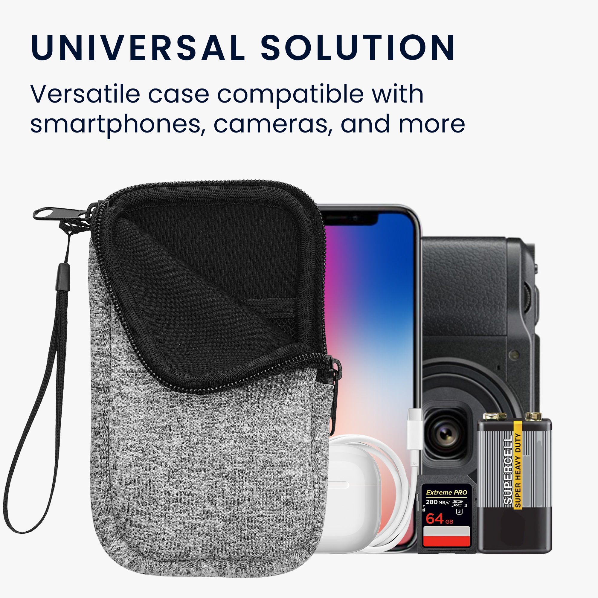 kwmobile univerzální pouzdro na mobil L 6.5", neopren, světle šedá Matte / bílá
