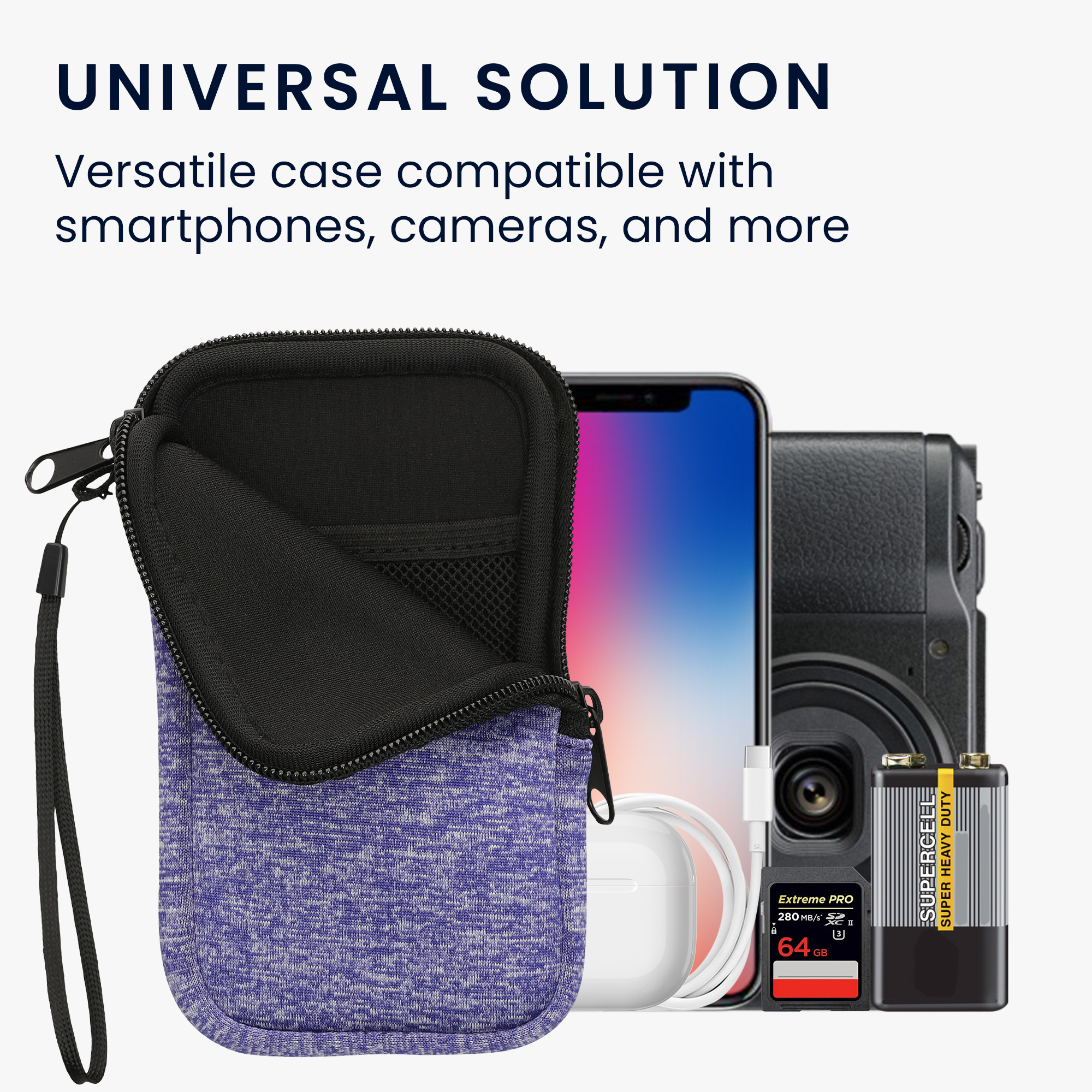 Univerzální pouzdro na mobil kwmobile pro Universal Phone Pouch Size M, sleeve in denim / white