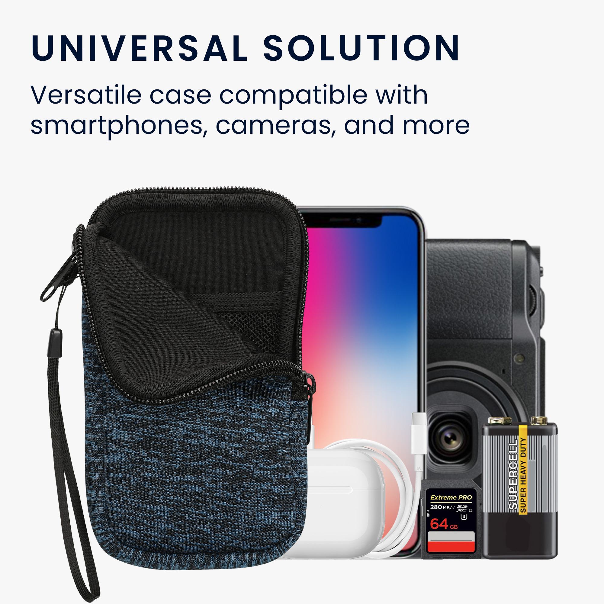 Univerzální pouzdro na mobil kwmobile pro Universal Phone Pouch Size M, sleeve in deep ocean / black