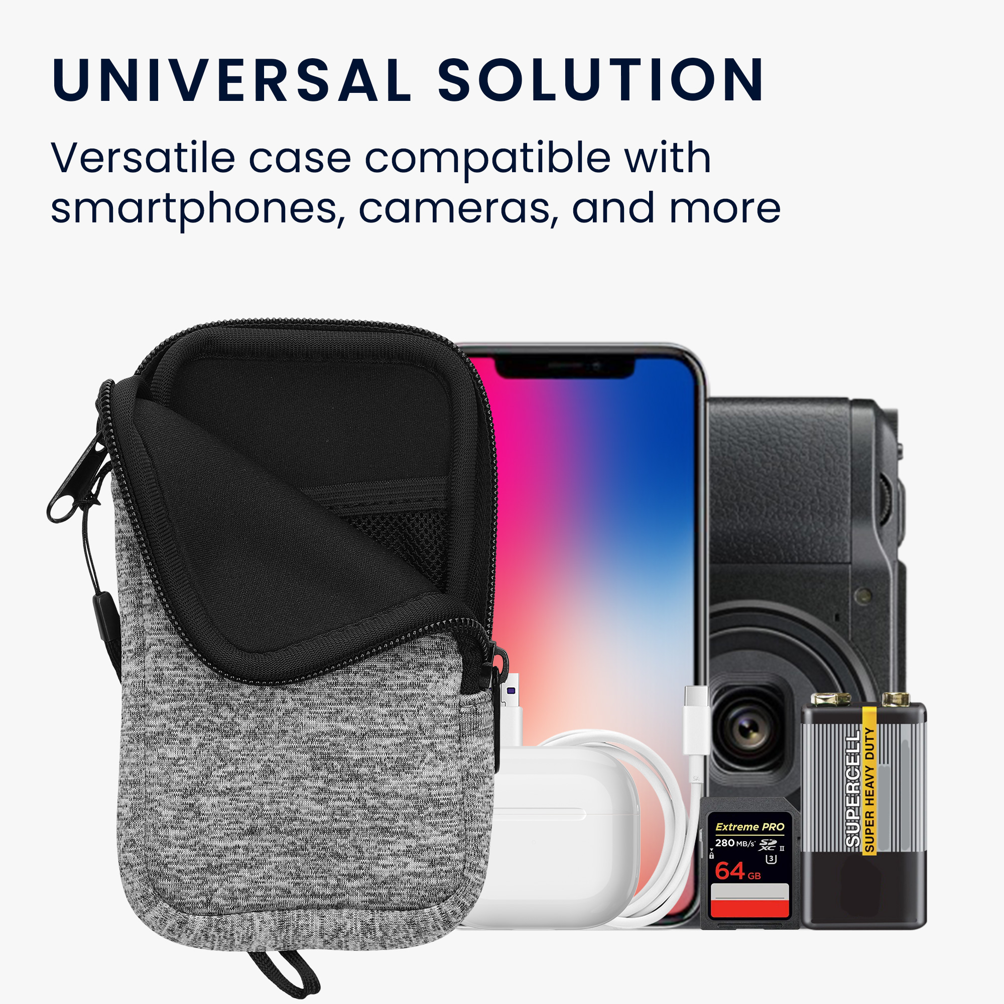 Univerzální pouzdro na mobil kwmobile pro Universal Phone Pouch Size M, sleeve in light grey matte / white