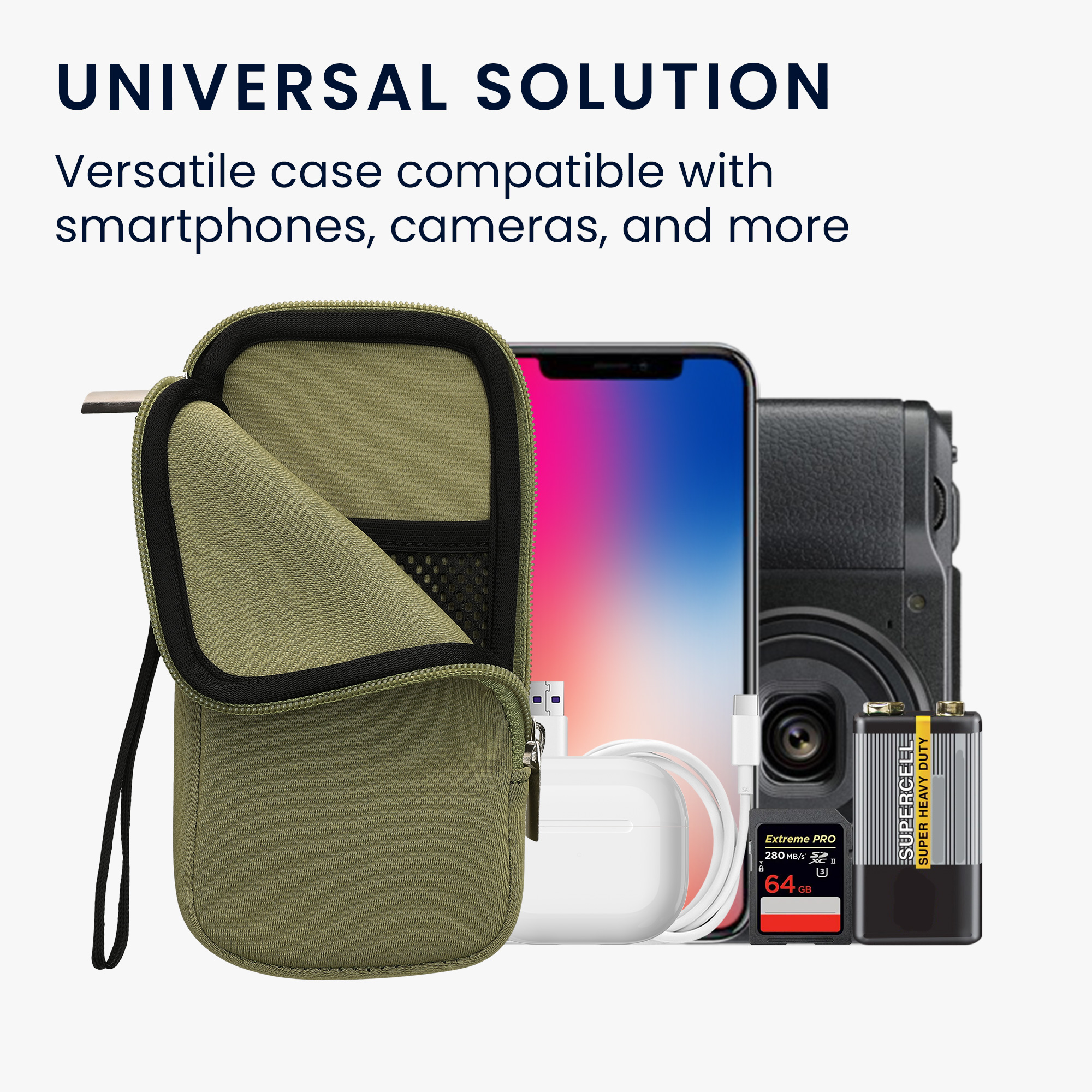 Univerzální pouzdro kwmobile na mobil XL 6,7/6,8" (17,7 x 8,5 cm) - šedozelená