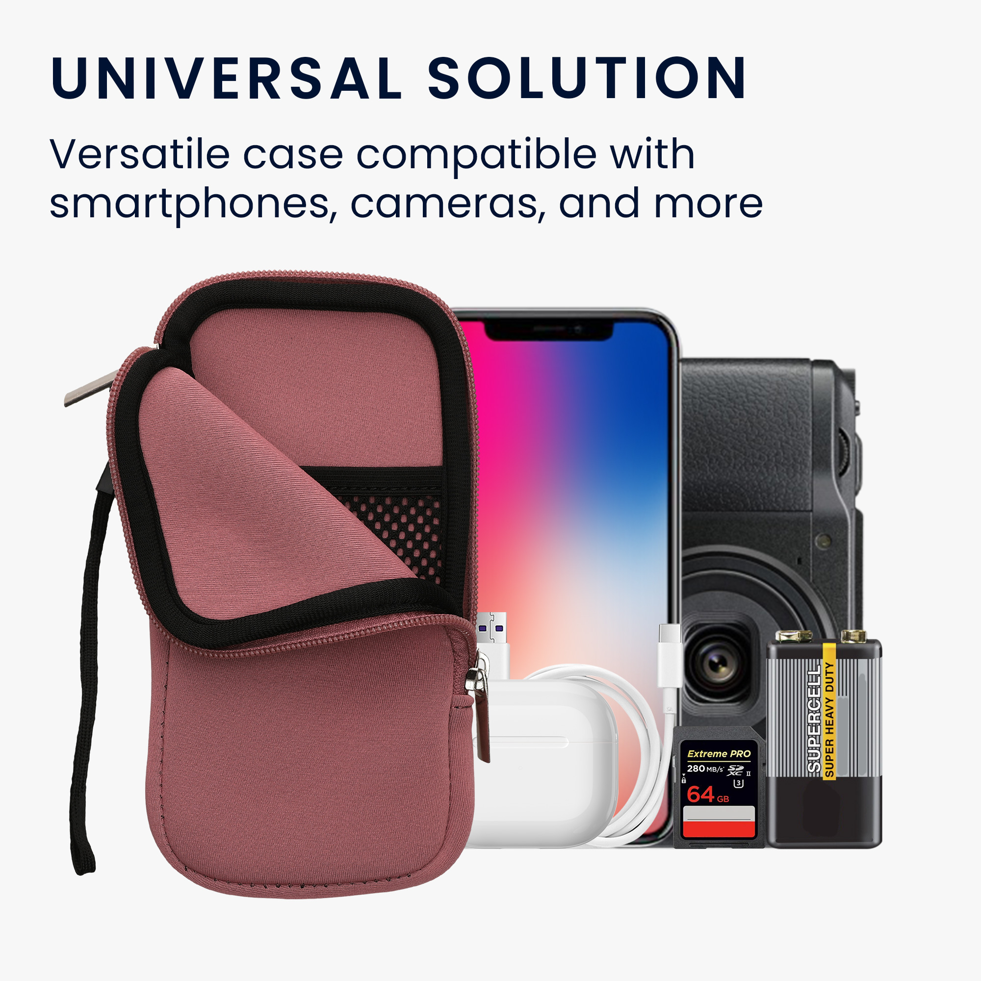 Univerzální pouzdro na mobil kwmobile - XL - 17,7 x 8,5 cm (6.7/6.8") - pudrově růžová