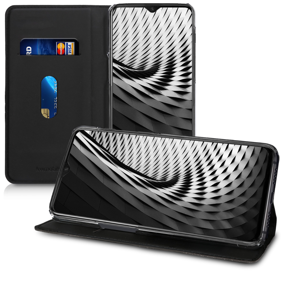 Flipové pouzdro pro OnePlus 6T kwmobile se stojánkem z eko kůže - černá