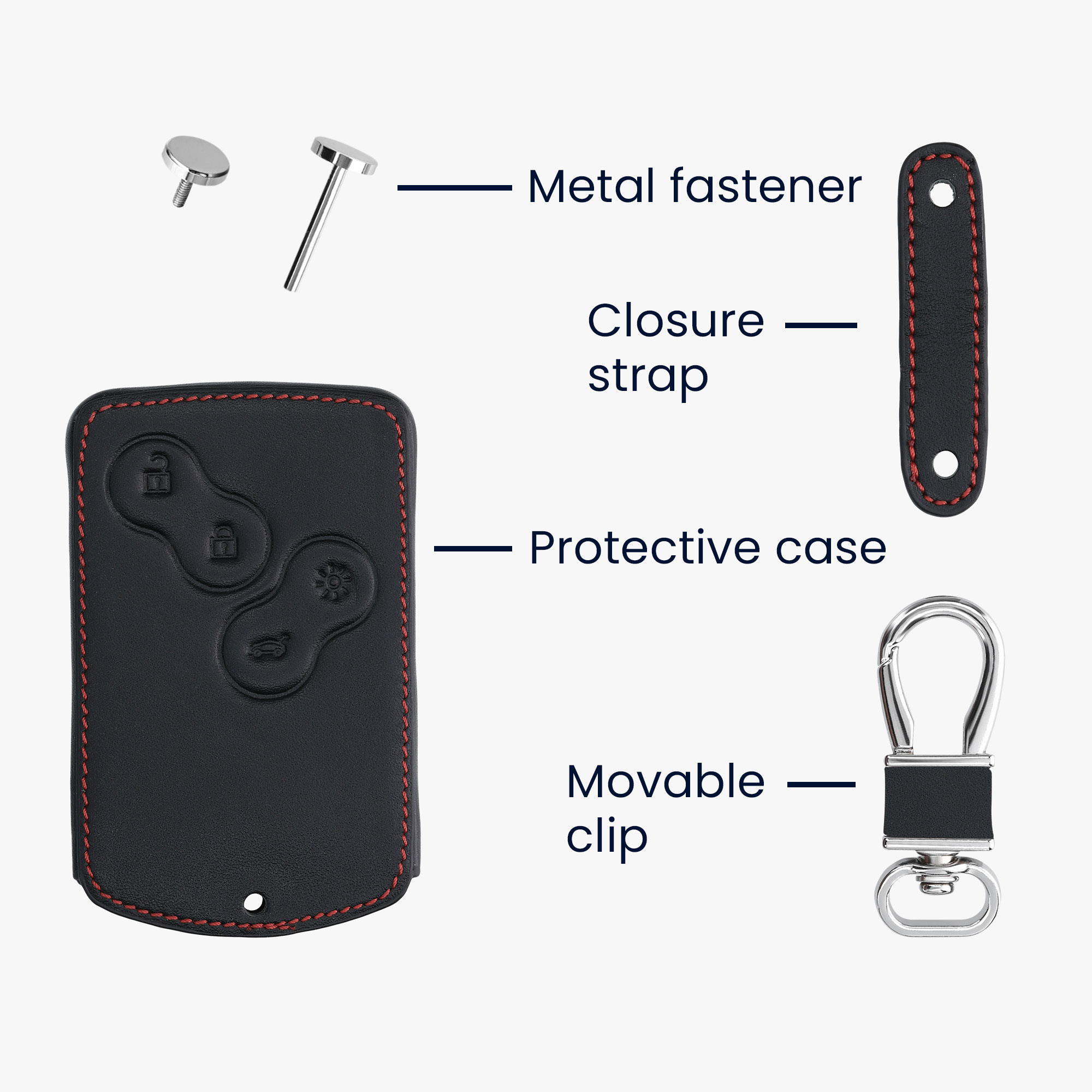 Obal na klíč od auta pro Renault klíč se 4 tlačítky (pouze Keyless Go) kwmobile z eko kůže - bílá / černá