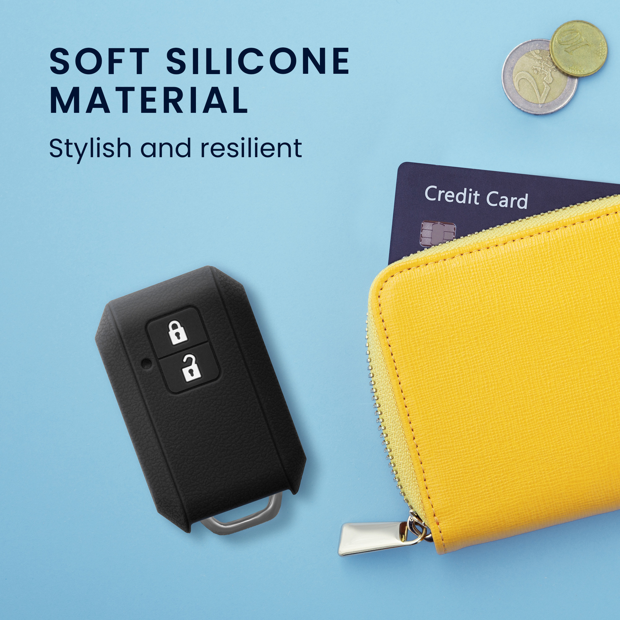 Pouzdro na klíč od auta Suzuki 2 Button Car Key kwmobile - černá