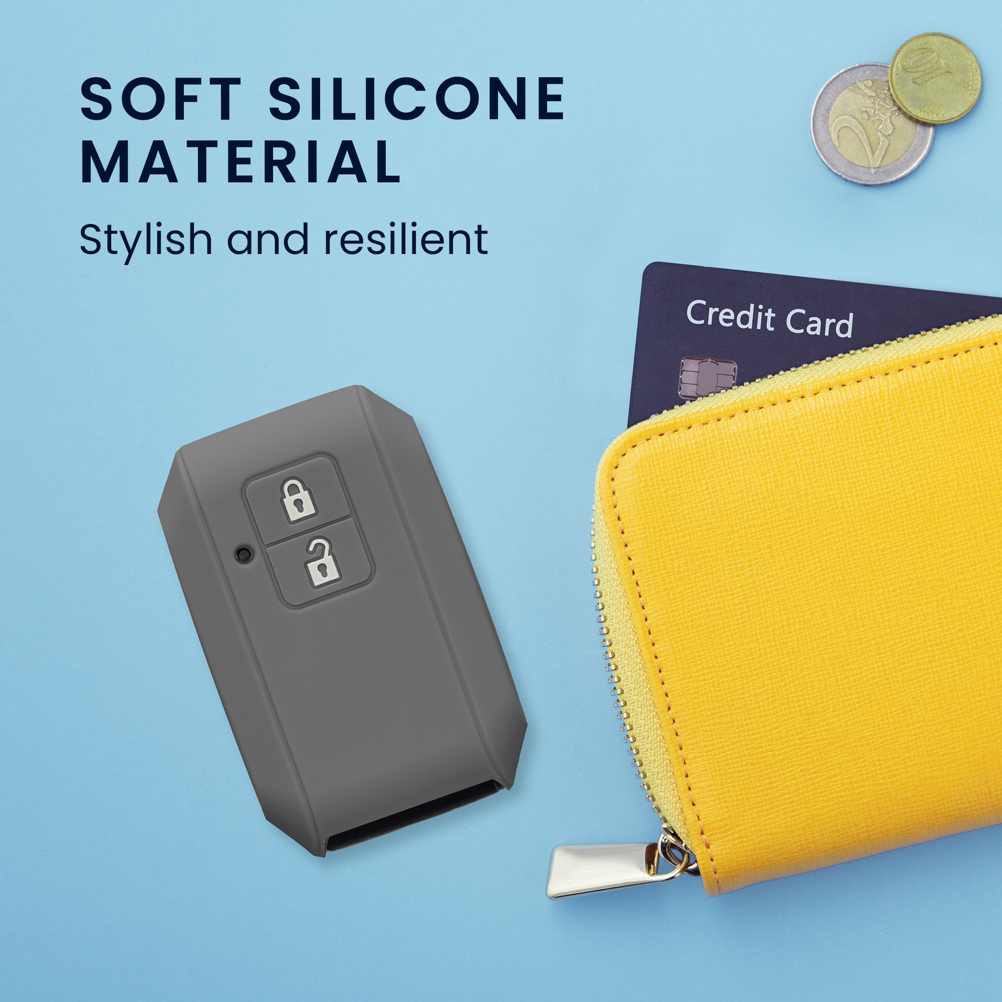 Pouzdro na klíč od auta Suzuki 2 Button Car Key kwmobile - tmavě šedá