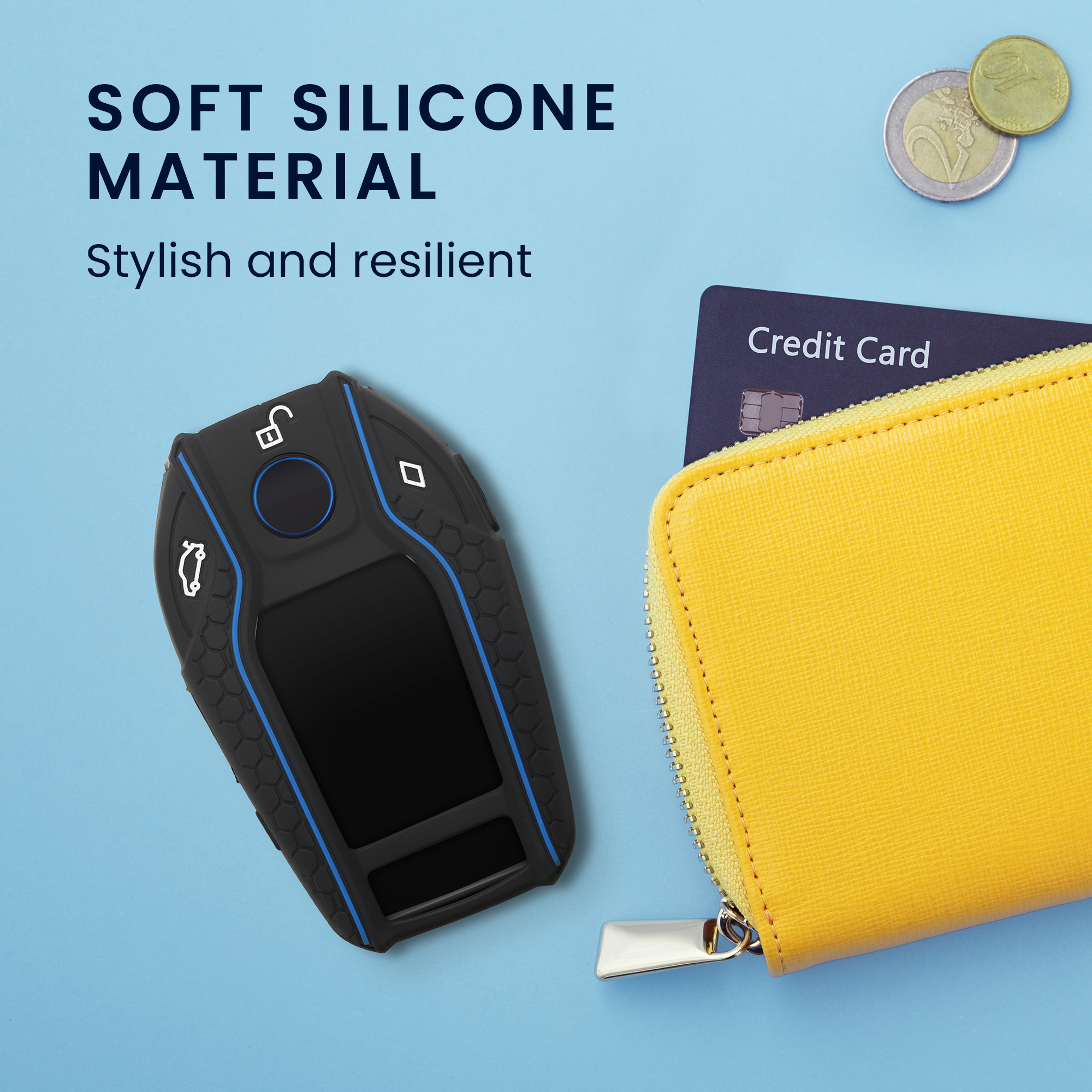 Tpu pouzdro na klíč od auta BMW Display Key Anti-Slip černo-modré