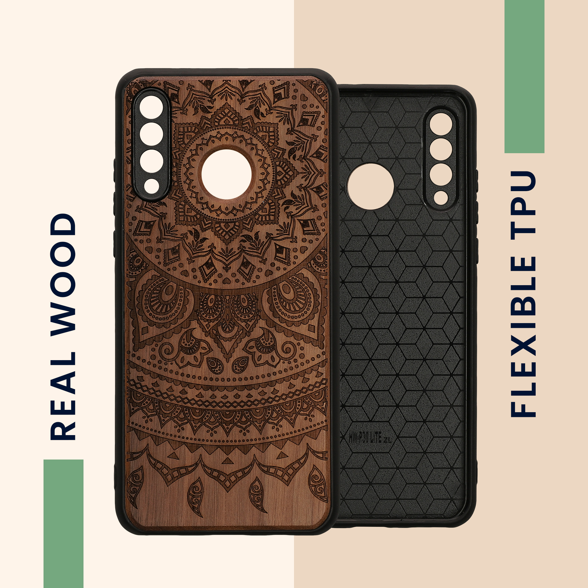 Dřevěný kryt kwmobile Huawei P30 Lite, tmavě hnědý