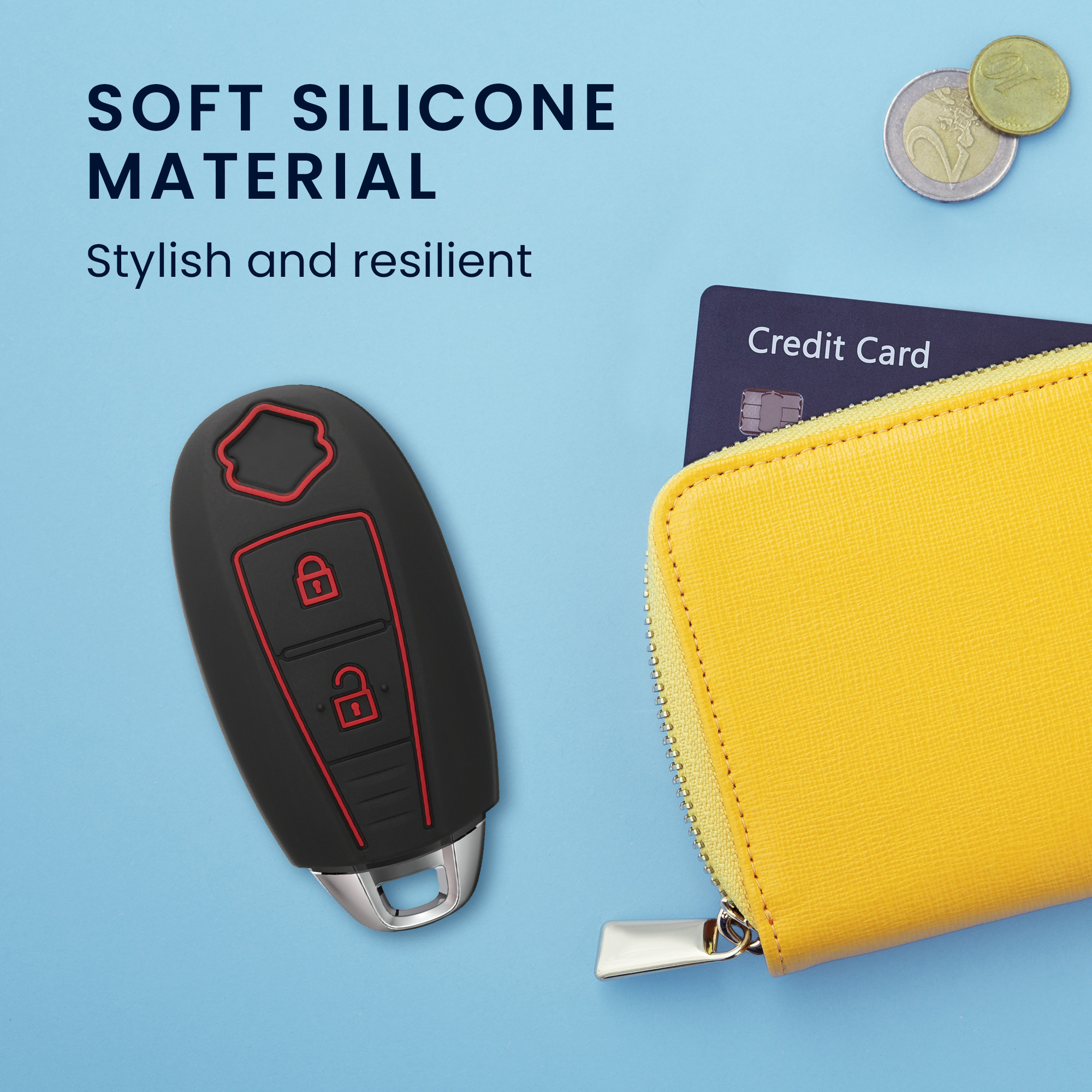 Pouzdro na klíč od auta Suzuki Sport 2 Button Car Key kwmobile - černá / červená