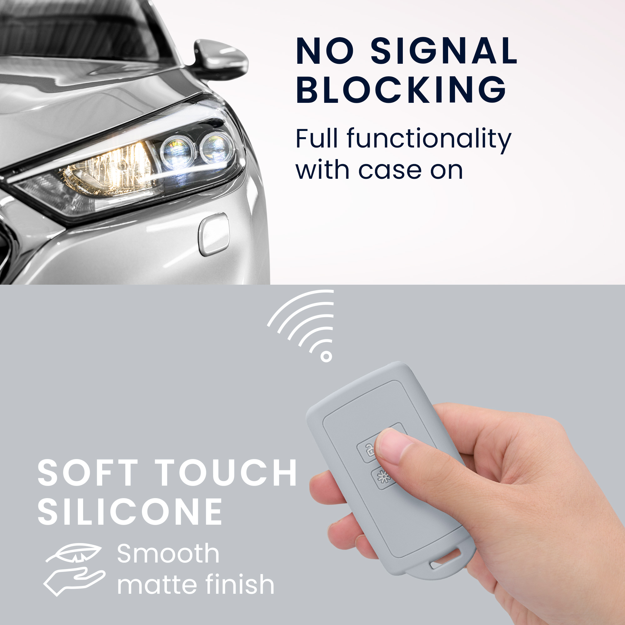 Obal na klíč od auta pro Renault chytrý klíč se 4 tlačítky kwmobile - světle šedá