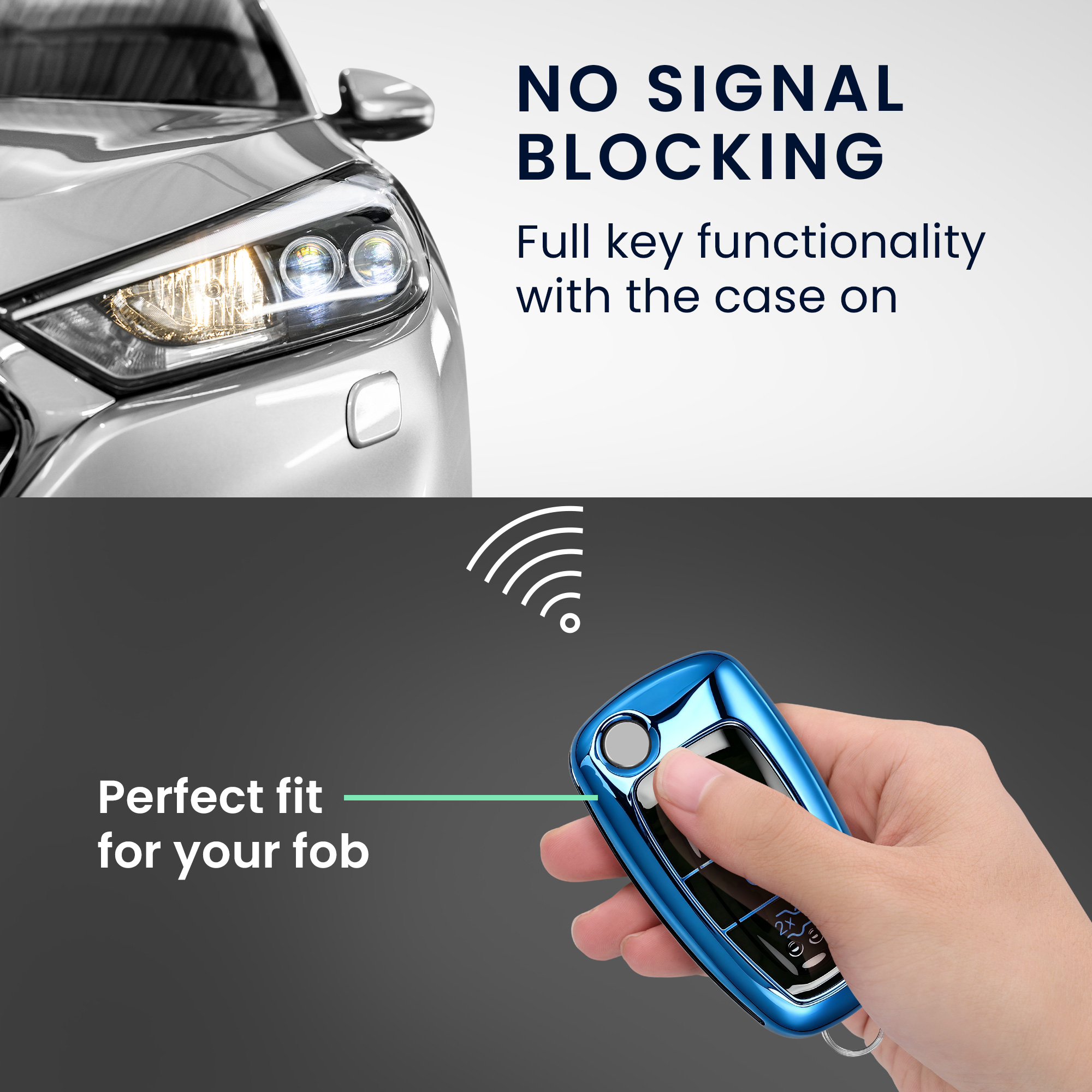 Kryt klíče Ford 3 tlačítka skládací kwmobile modrá lesklá
