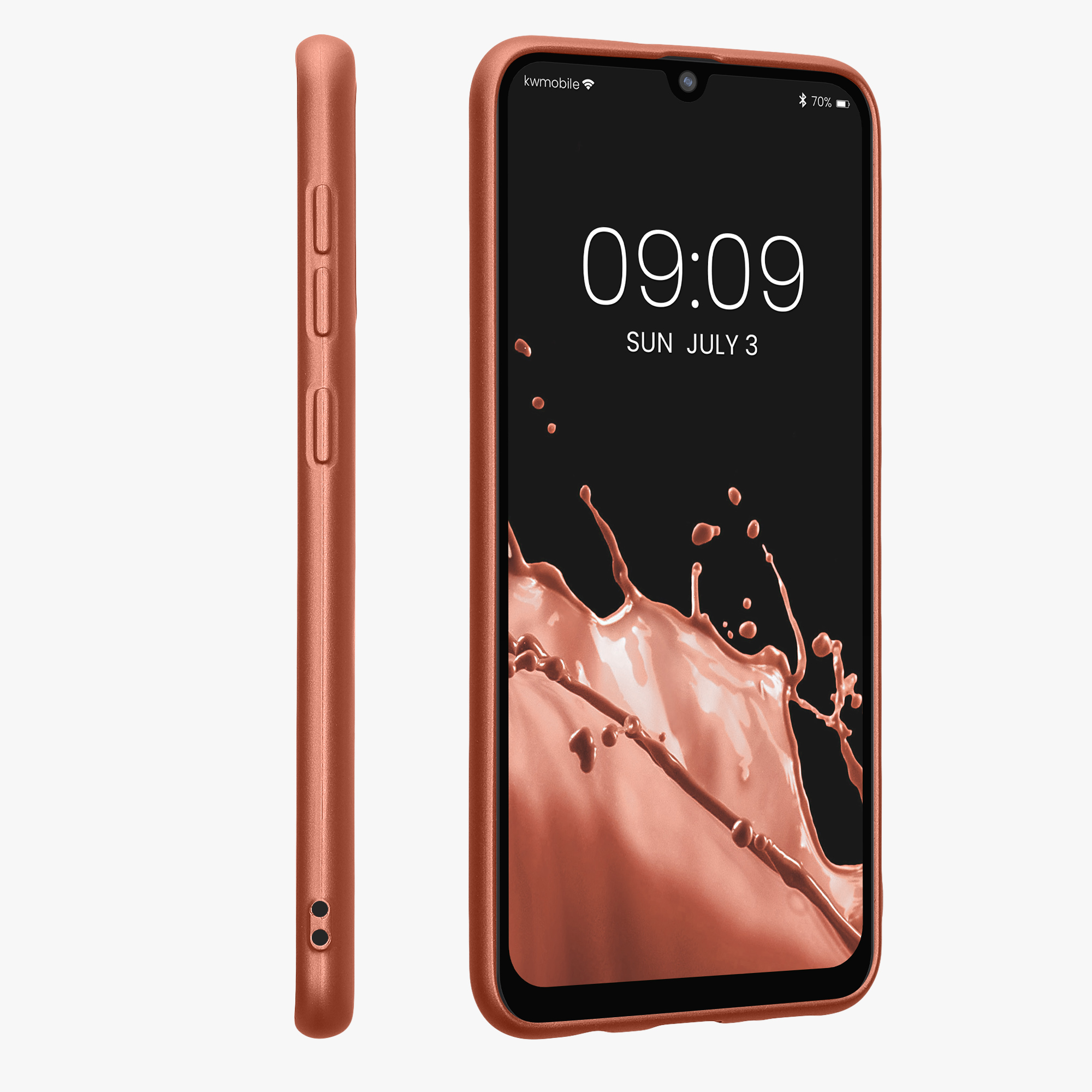 Kryt na mobil Samsung Galaxy A50 kwmobile TPU metalický Metalická bronzová
