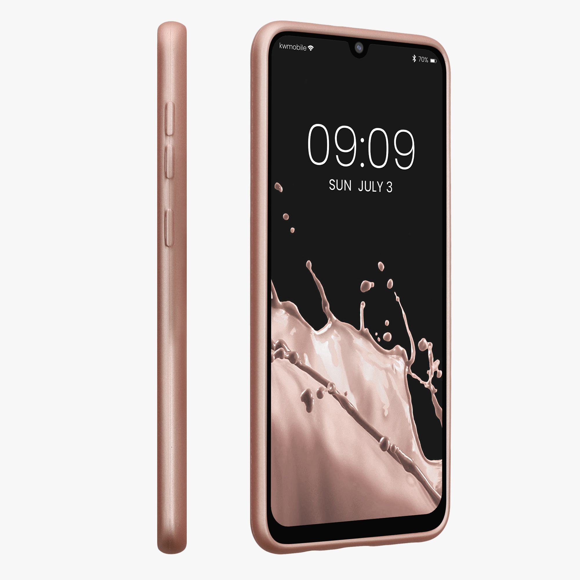 Kryt na mobil Samsung Galaxy A50 kwmobile TPU metalický Metalická růžová zlatá
