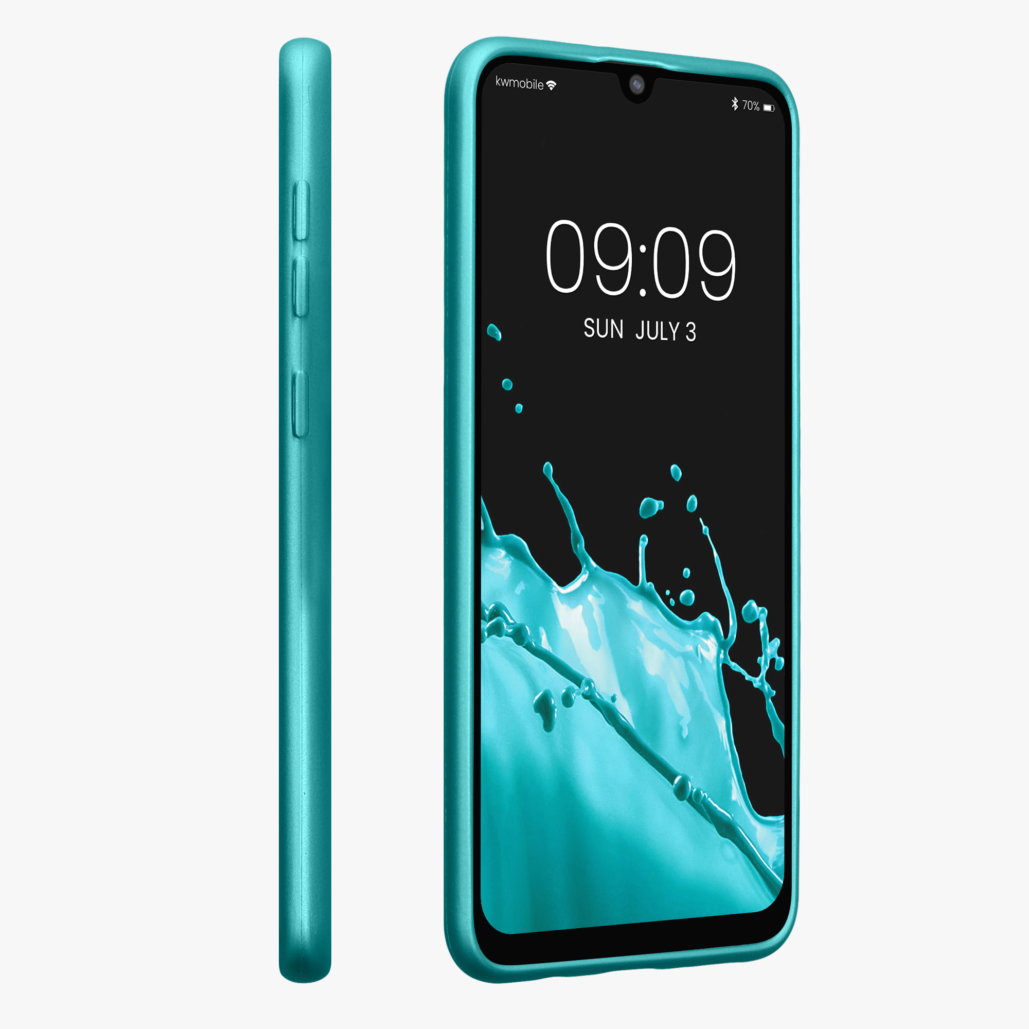 Kryt na mobil Samsung Galaxy A50 kwmobile TPU metalický Metalická mátová zelená