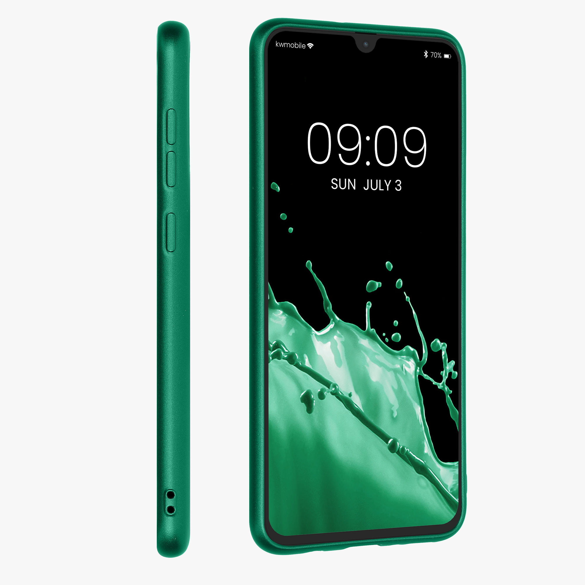 Metalický kryt na mobil Samsung Galaxy A70 kwmobile metalicky tmavě zelený