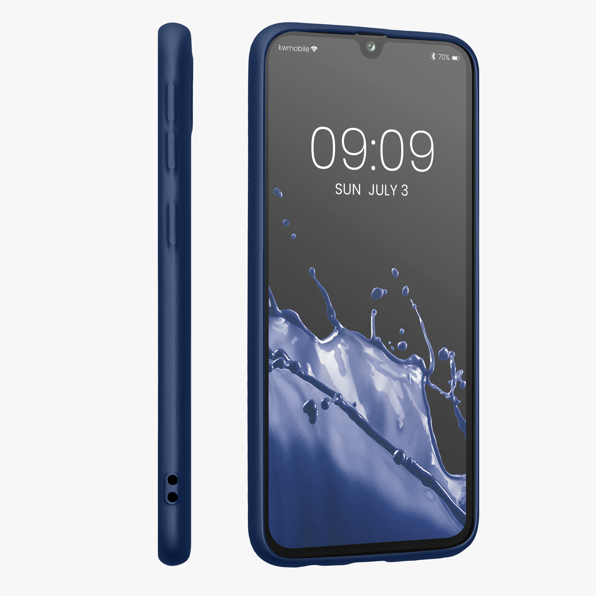 Kryt na mobil Samsung Galaxy A40 kwmobile TPU metalický Metalická modrá