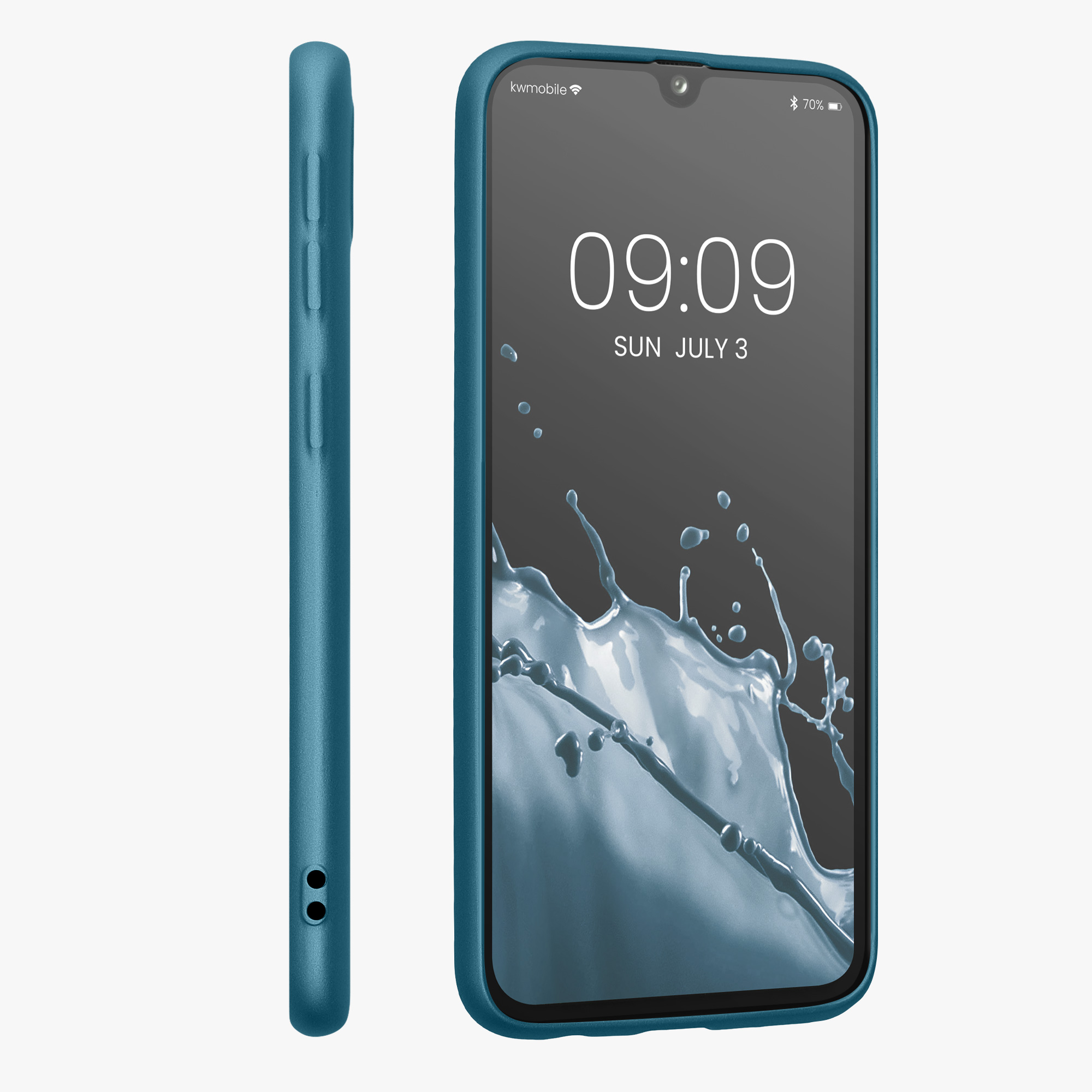 Kryt na mobil Samsung Galaxy A40 kwmobile TPU metalický Metalická karibská modrá