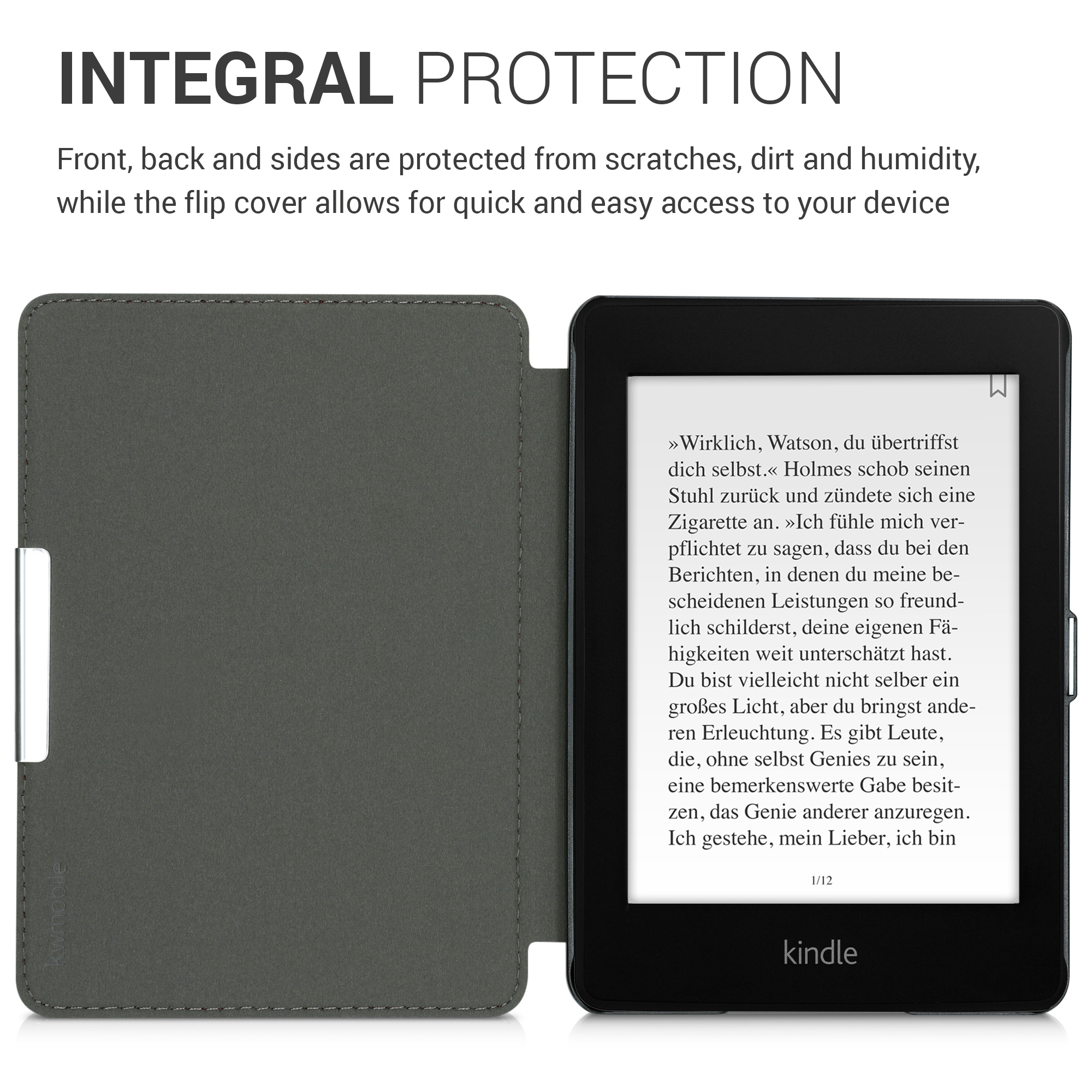 Pouzdro na čtečku kwmobile pro Amazon Kindle Paperwhite (10. Gen - 2018) - motiv Travel Outline šedá