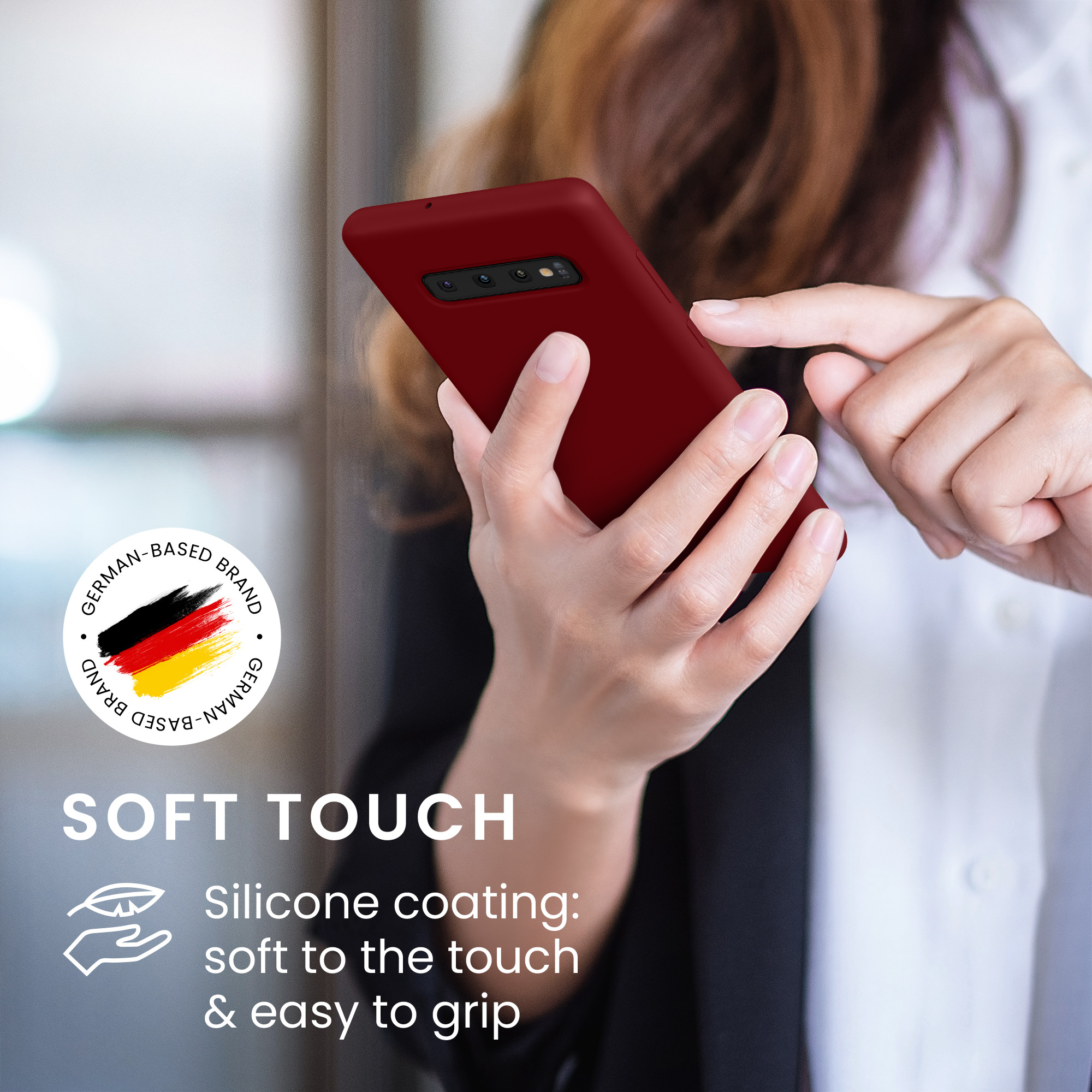 Kryt na mobil Samsung Galaxy S10 Plus / S10+ kwmobile TPU rebarborově červený