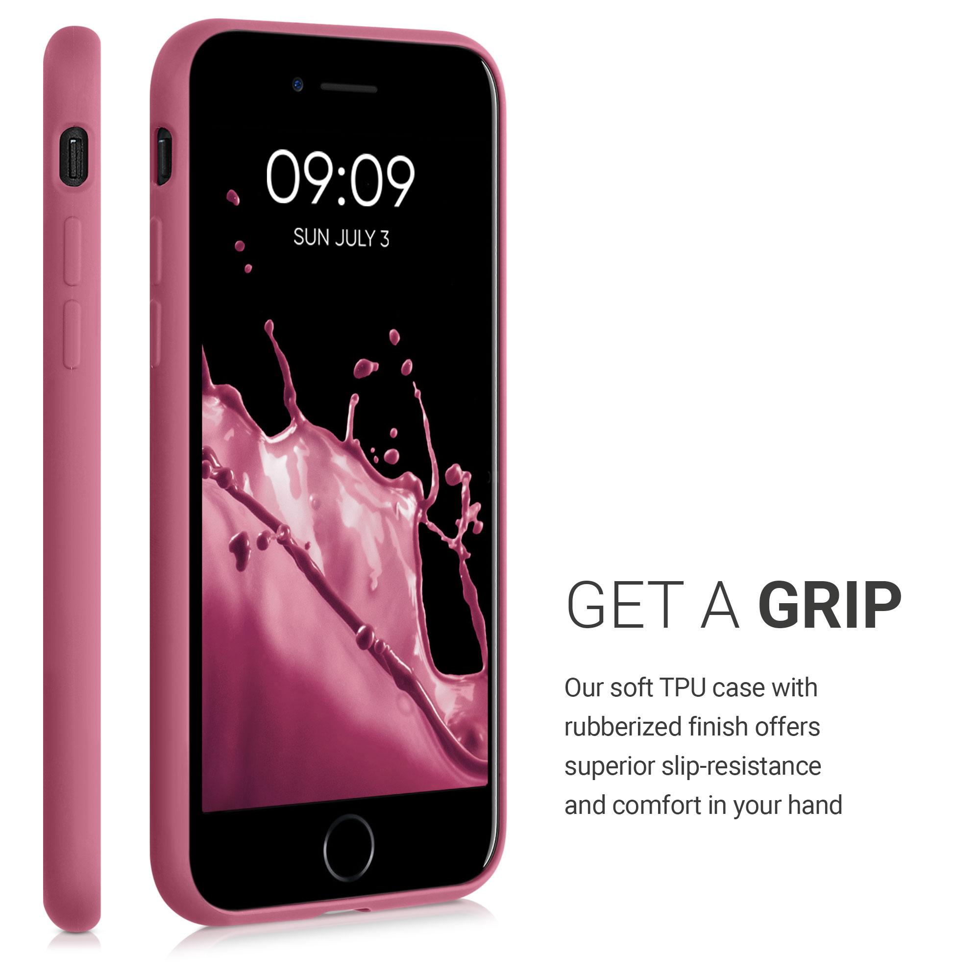Kryt s držákem karty kwmobile pro iPhone SE 2022/2020/8/7 - tmavě růžová