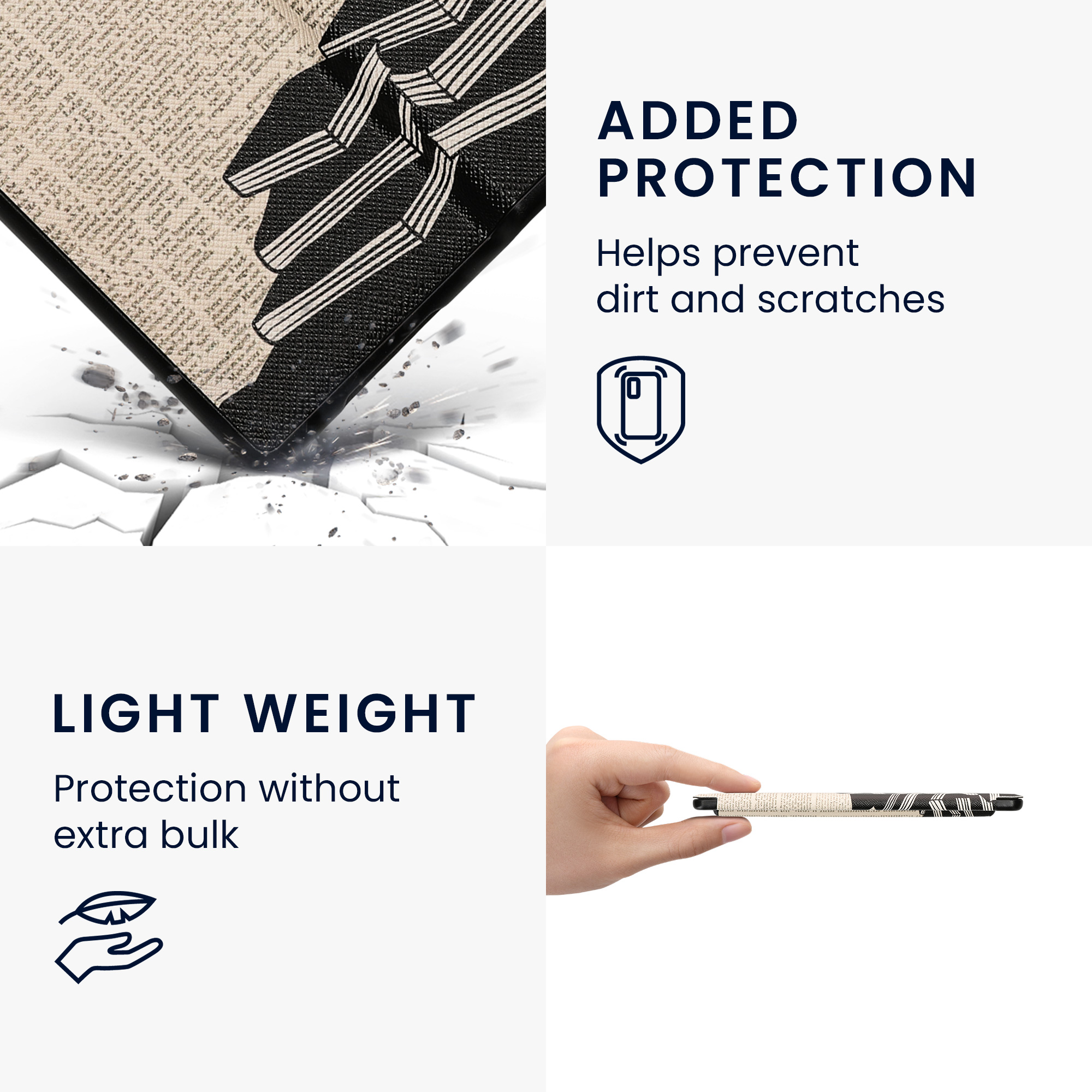 Pouzdro na čtečku kwmobile pro Amazon Kindle Oasis 10. Generation - motiv dívka a knihy černá / béžová