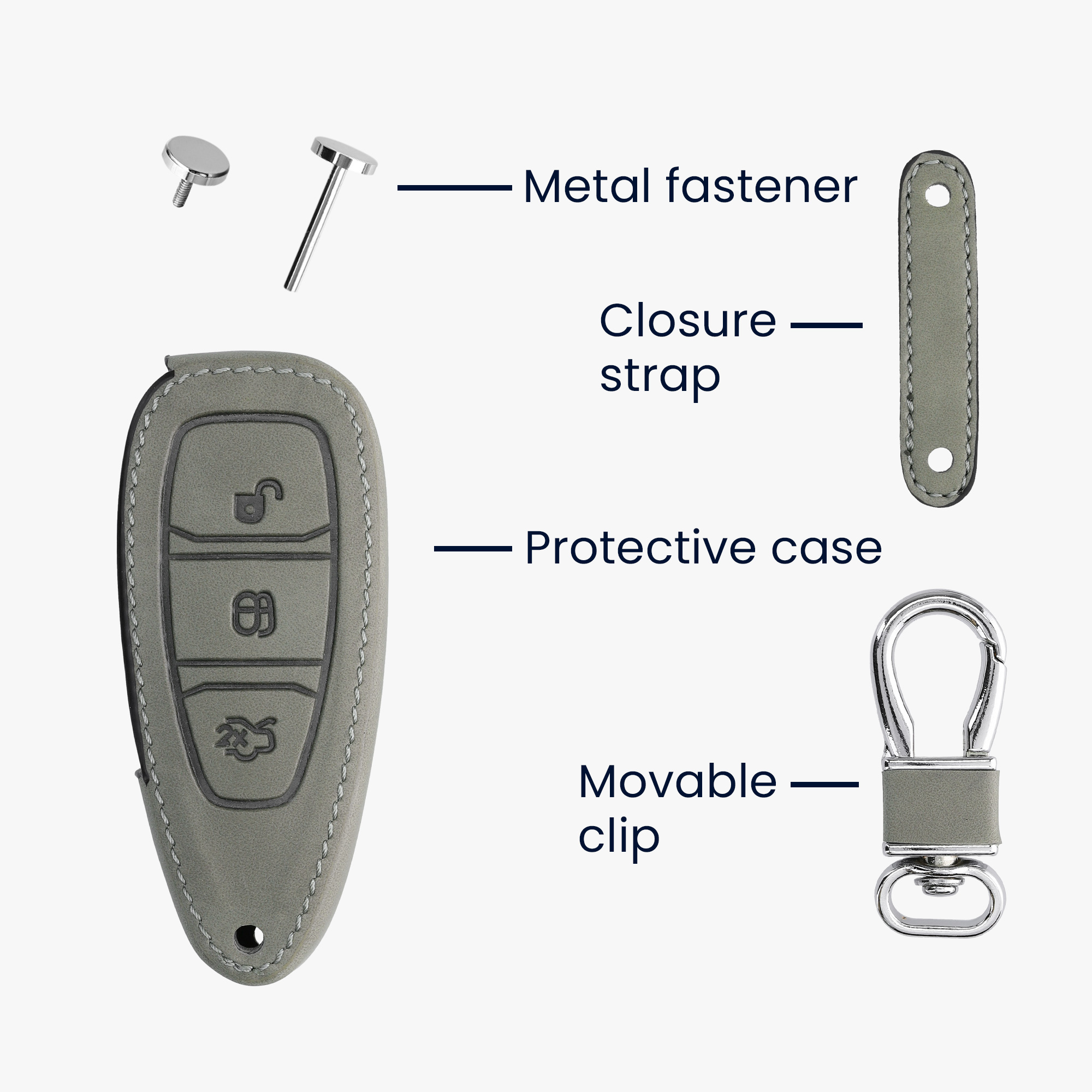 Kryt klíče Ford 3 tlačítka Keyless Go kwmobile šedá
