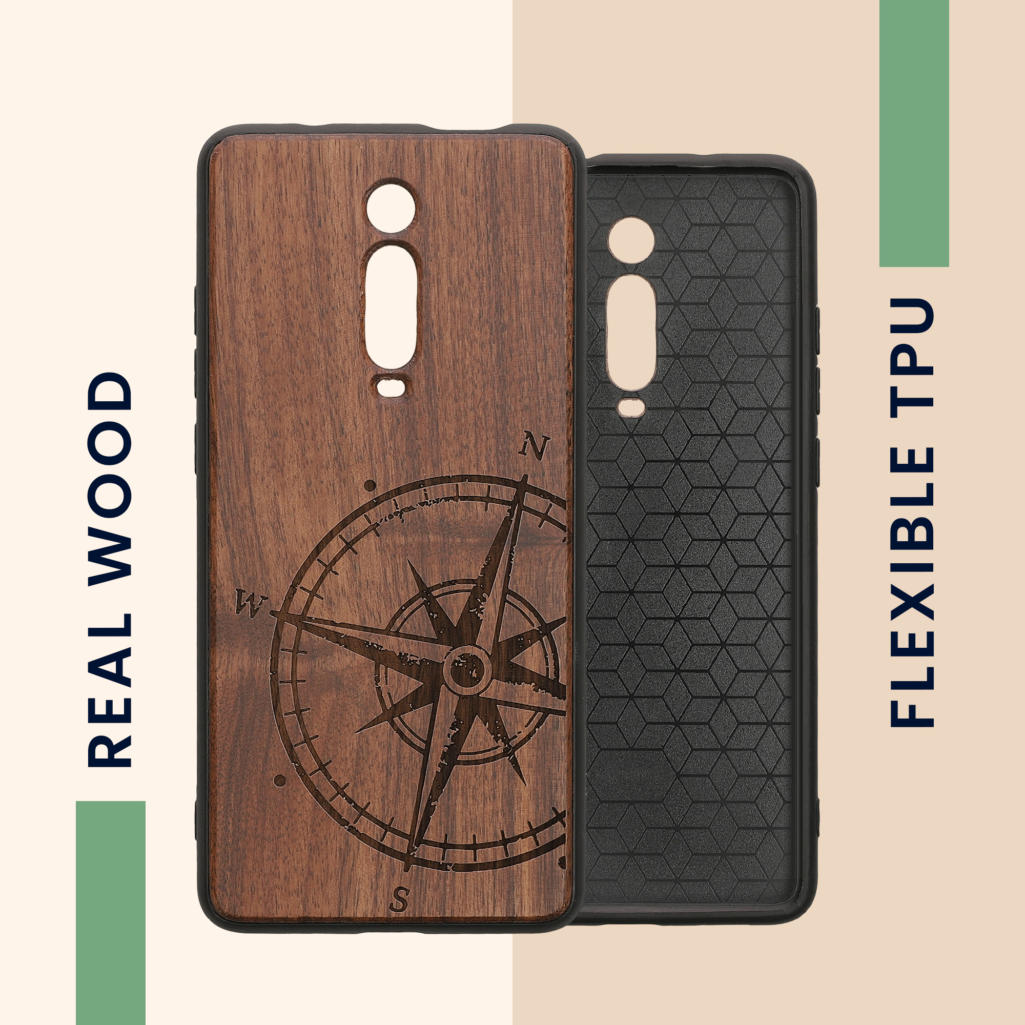 Dřevěné pouzdro pro Xiaomi Mi 9T (Pro) / Redmi K20 (Pro) kwmobile - tvrdý obal v tmavě hnědé barvě