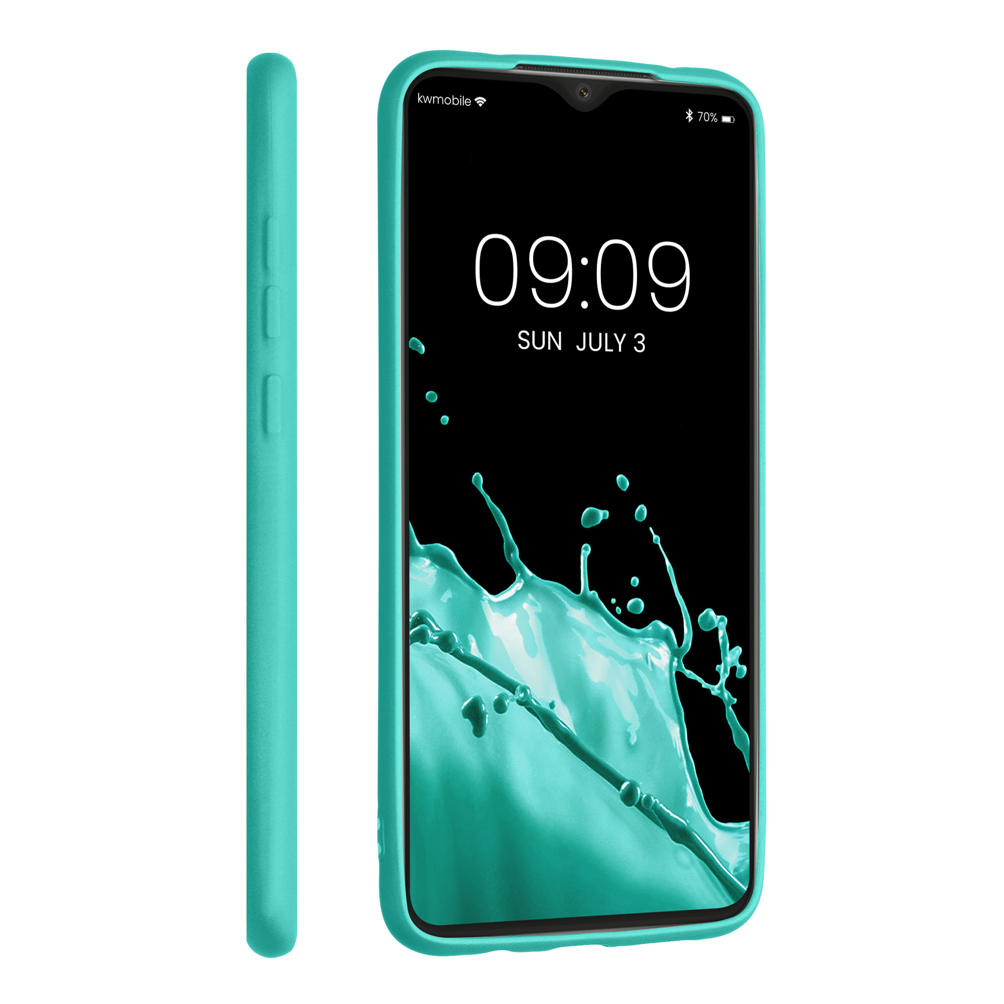 Metalický TPU kryt kwmobile pro Xiaomi Redmi Note 8 Pro - metalická tyrkysová