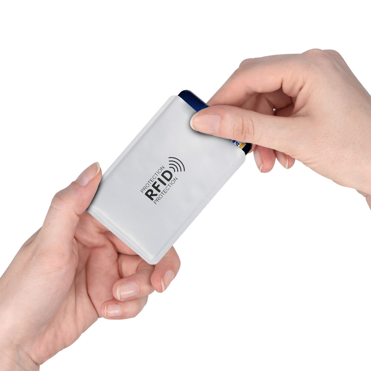 RFID obaly na karty kwmobile 5 ks - stříbrná