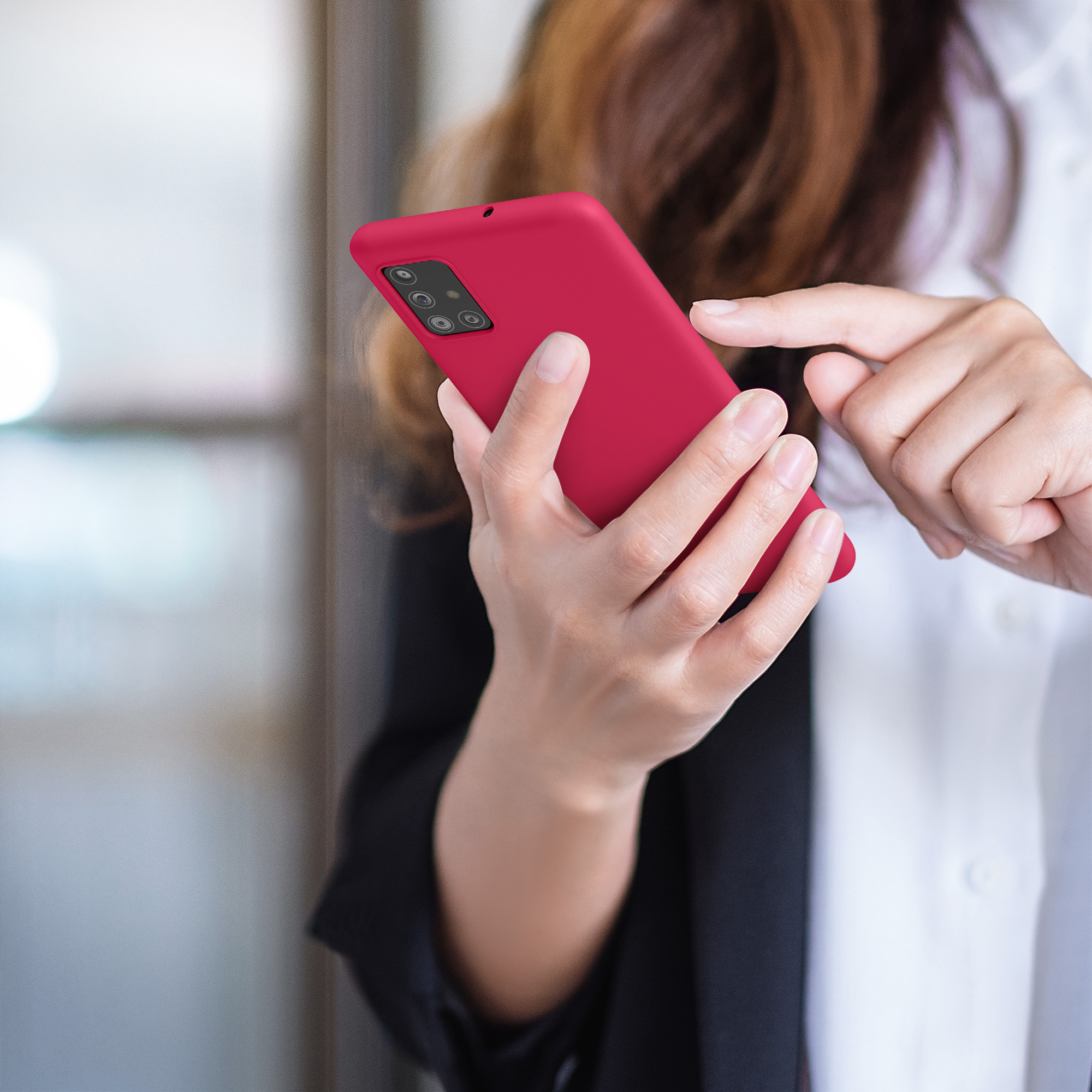 Kryt na mobil Samsung Galaxy A51 kwmobile TPU Granátová červená
