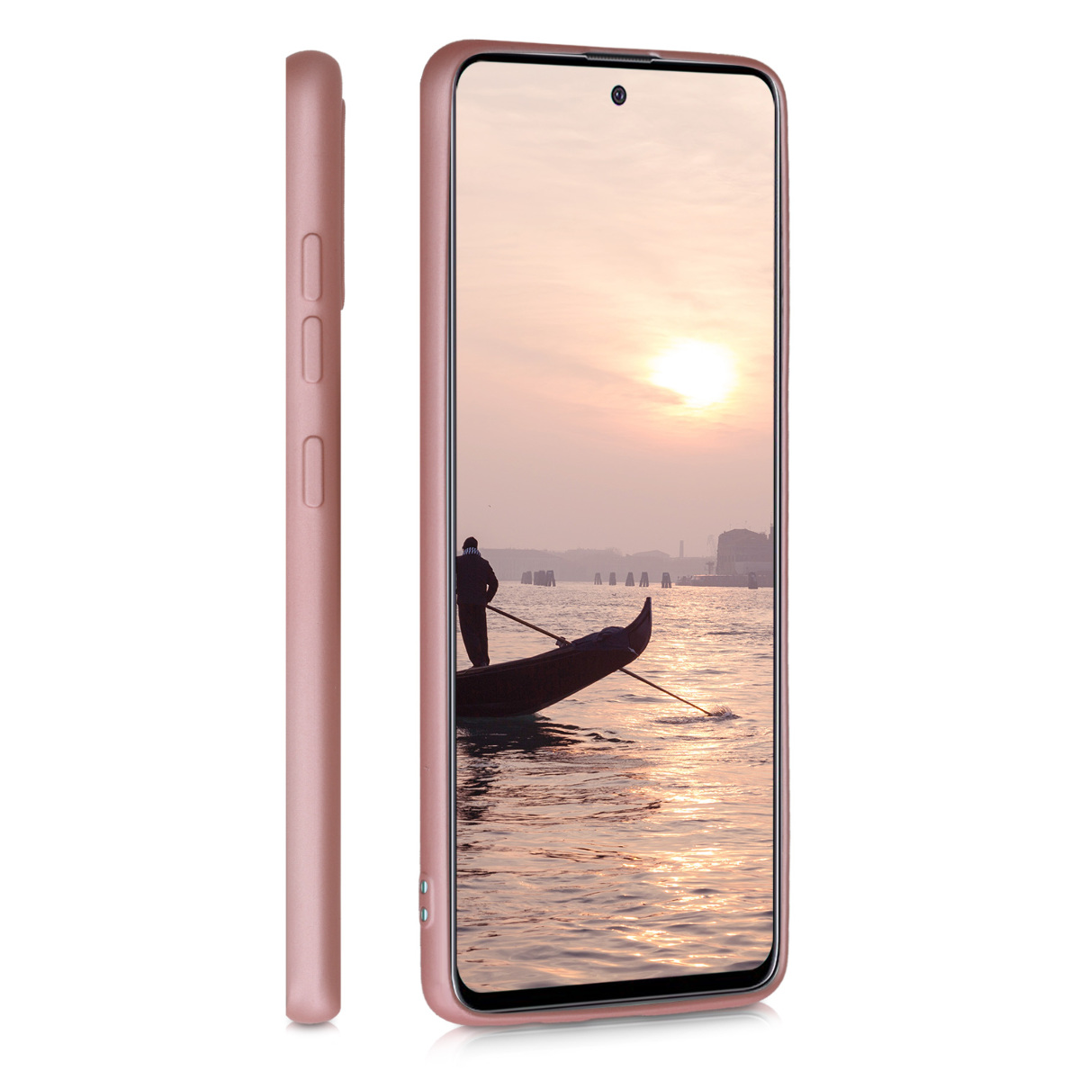 Pouzdro pro Samsung Galaxy A51 kwmobile tenké metalické silikonové - metalická růžové zlato