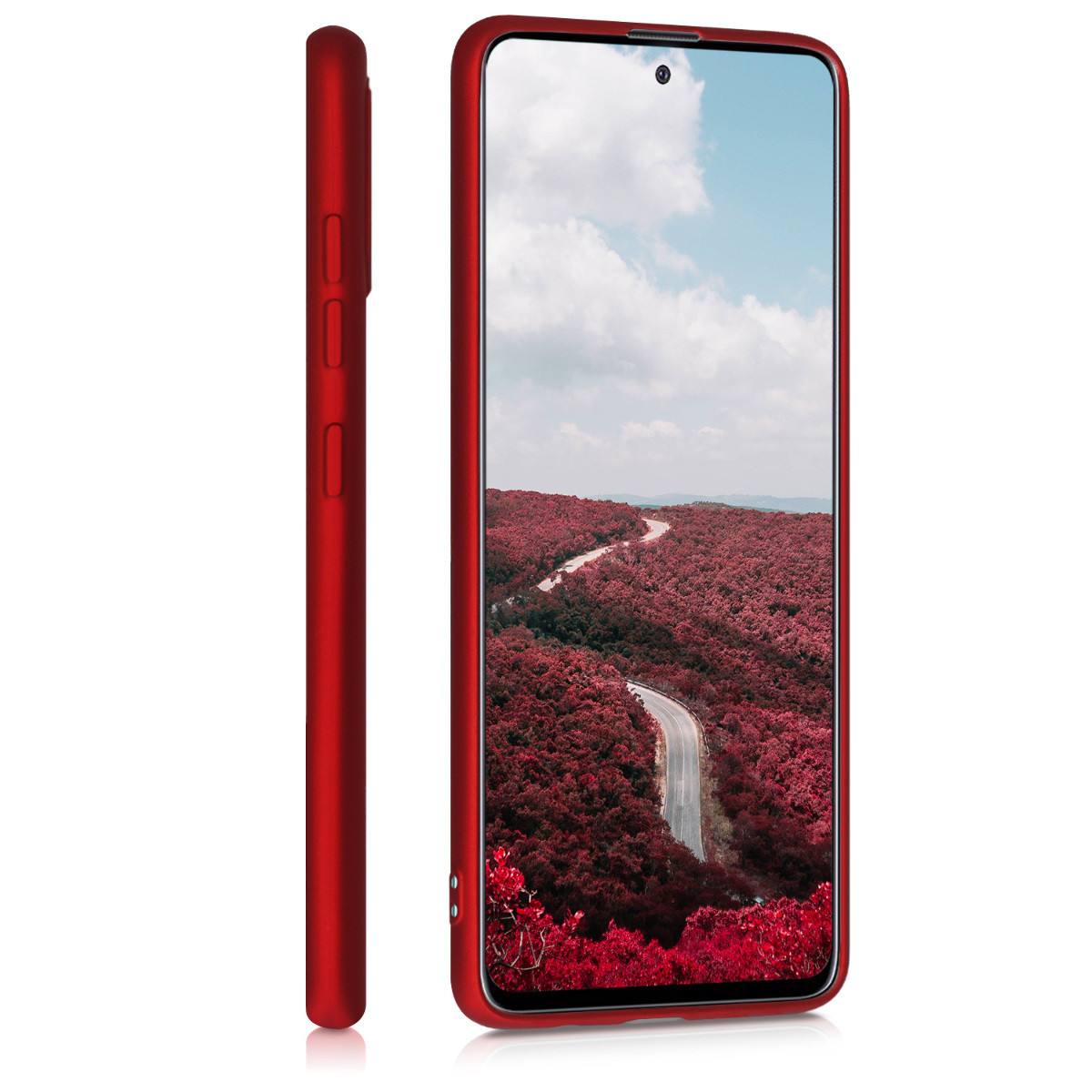 Kryt na mobil Samsung Galaxy A51 kwmobile TPU metalický Metalická tmavě červená